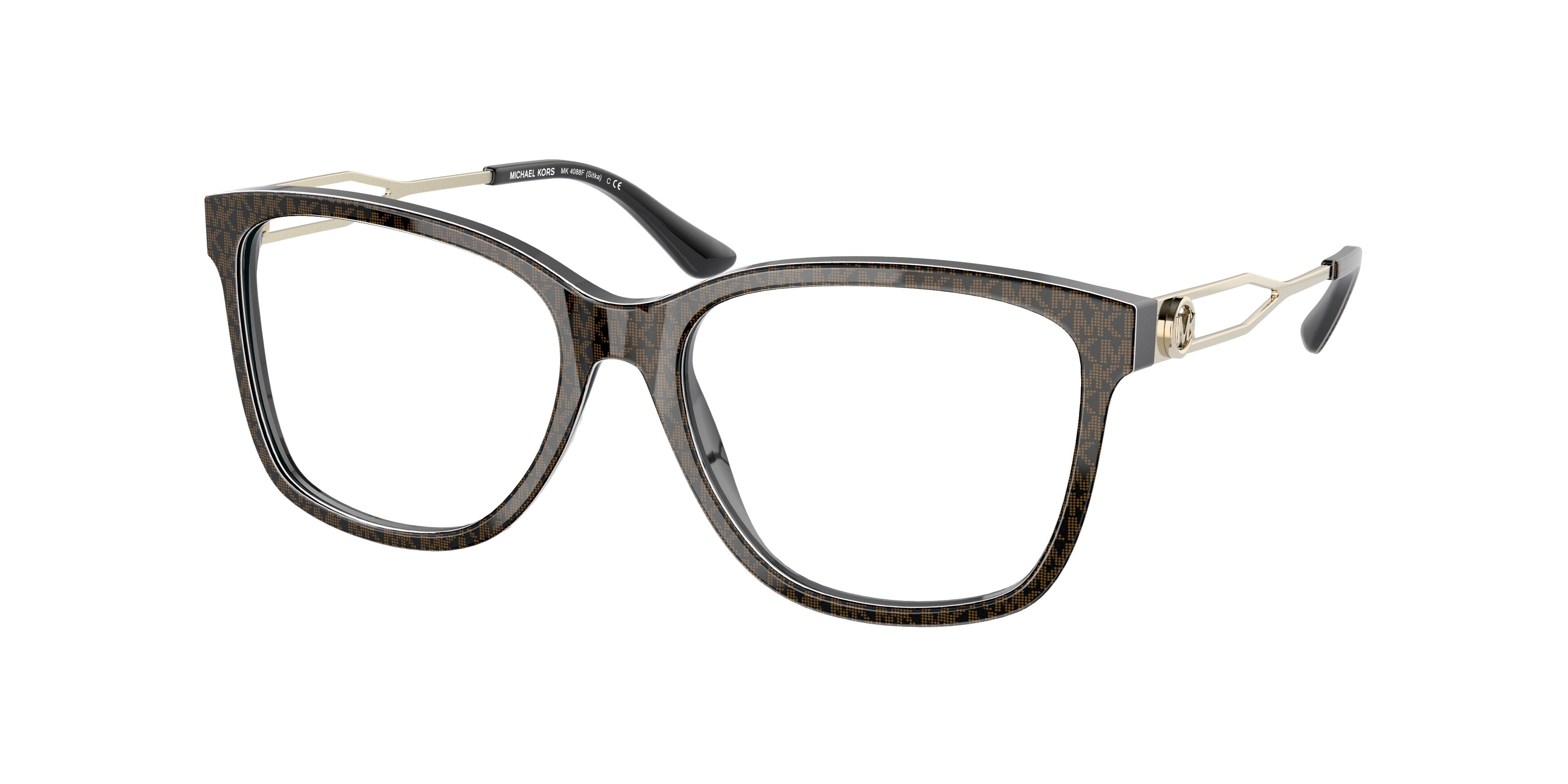 Michael Kors SITKA MK4088F Square Eyeglasses  3706-Brown Signature Pvc 55-140-16 - Color Map Brown