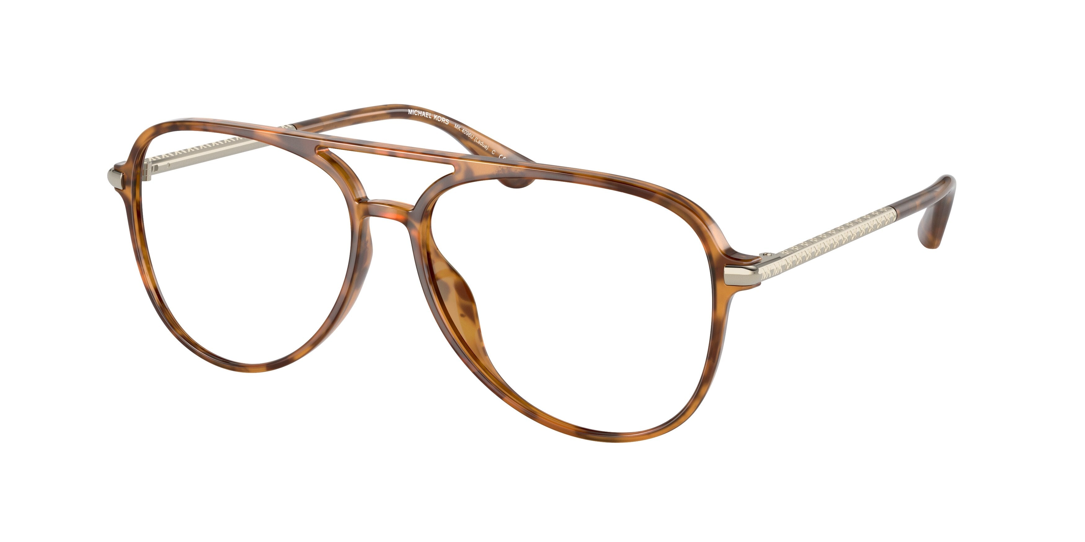 Michael Kors LADUE MK4096U Pilot Eyeglasses  3915-Marigold Tortoise 56-140-14 - Color Map Tortoise