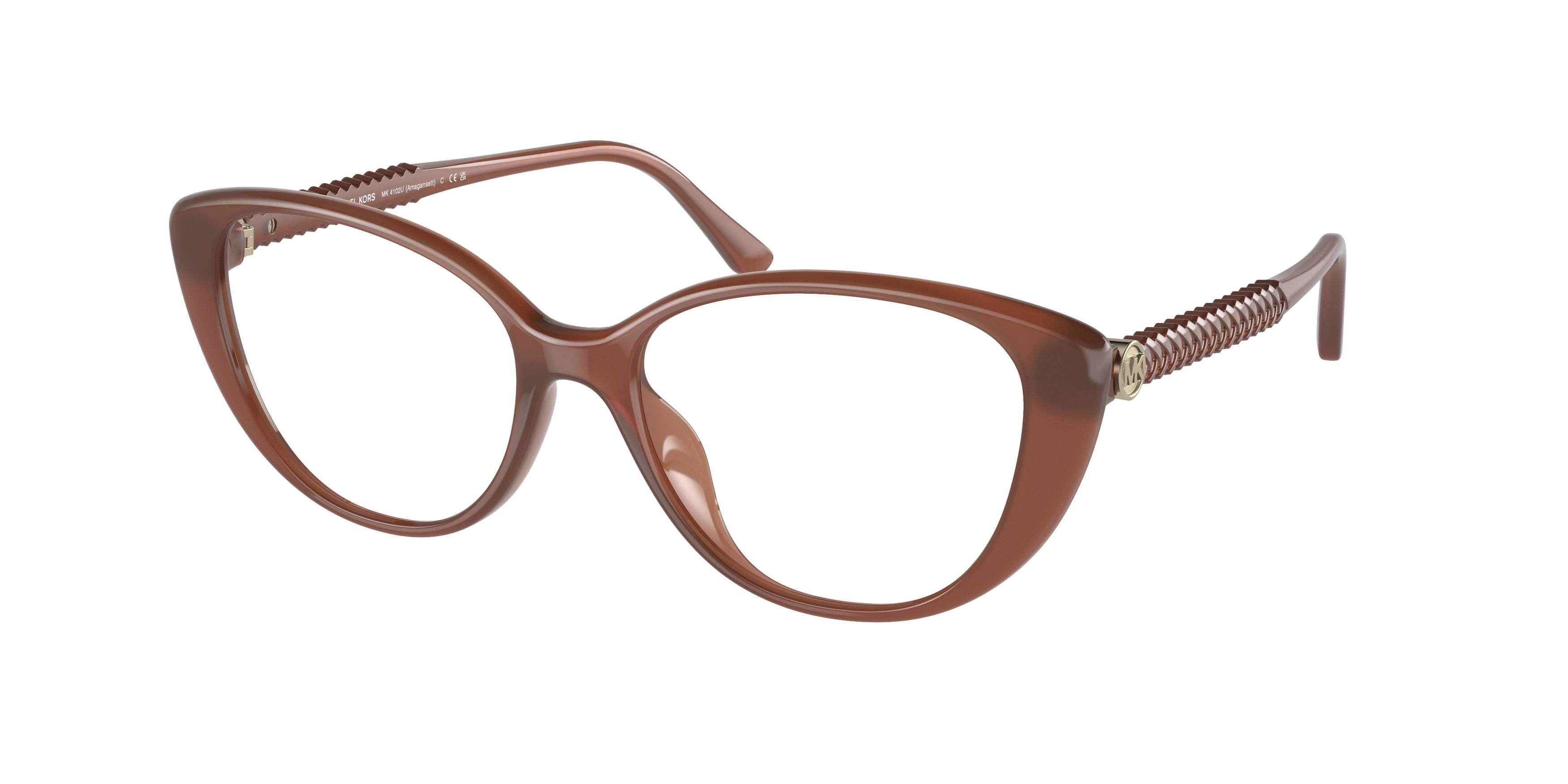 Michael Kors AMAGANSETT MK4102U Cat Eye Eyeglasses  3548-Milky Primrose 53-140-16 - Color Map Brown
