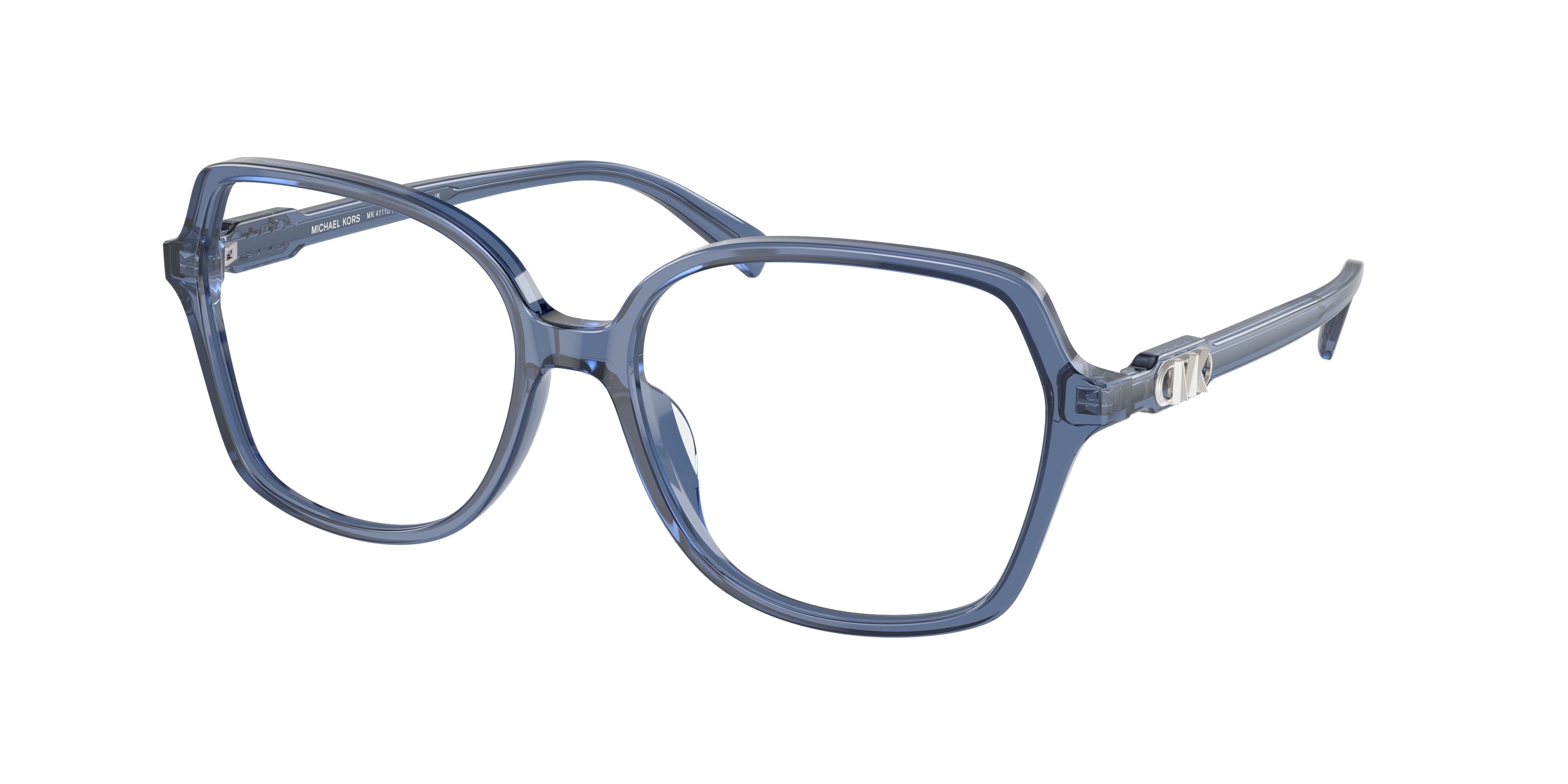 Michael Kors BERNAL MK4111U Square Eyeglasses  3956-Blue Transparent 54-140-16 - Color Map Blue