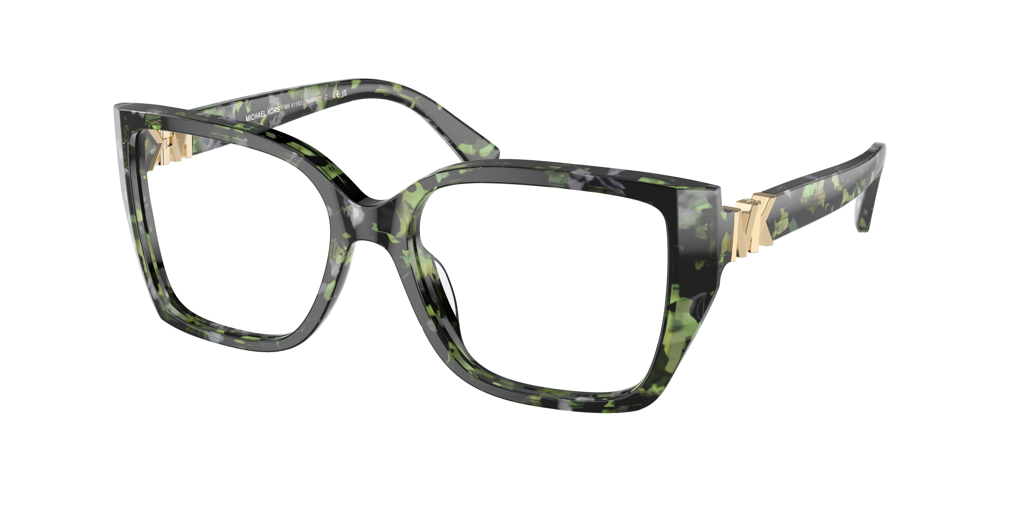Michael Kors CASTELLO MK4115U Square Eyeglasses  3953-Amazon Green Tortoise 56-140-17 - Color Map Green