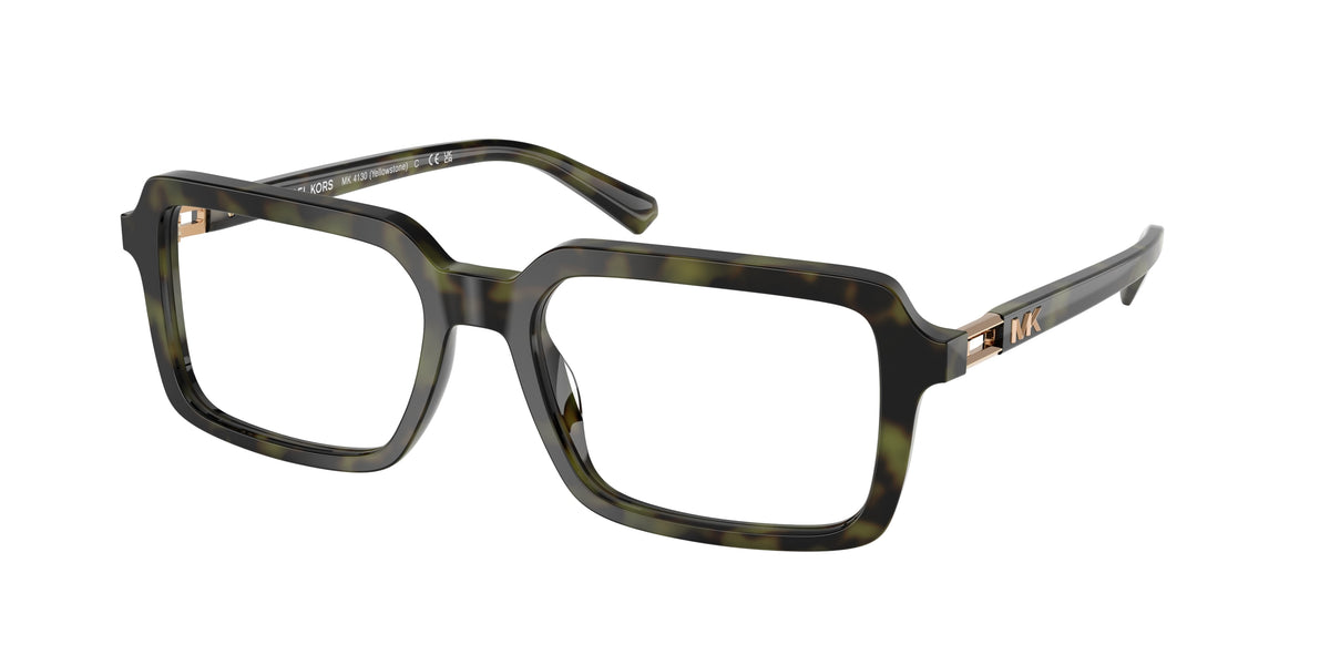 Michael Kors YELLOWSTONE MK4130 Rectangle Eyeglasses  3943-Olive Tortoise 55-145-18 - Color Map Green
