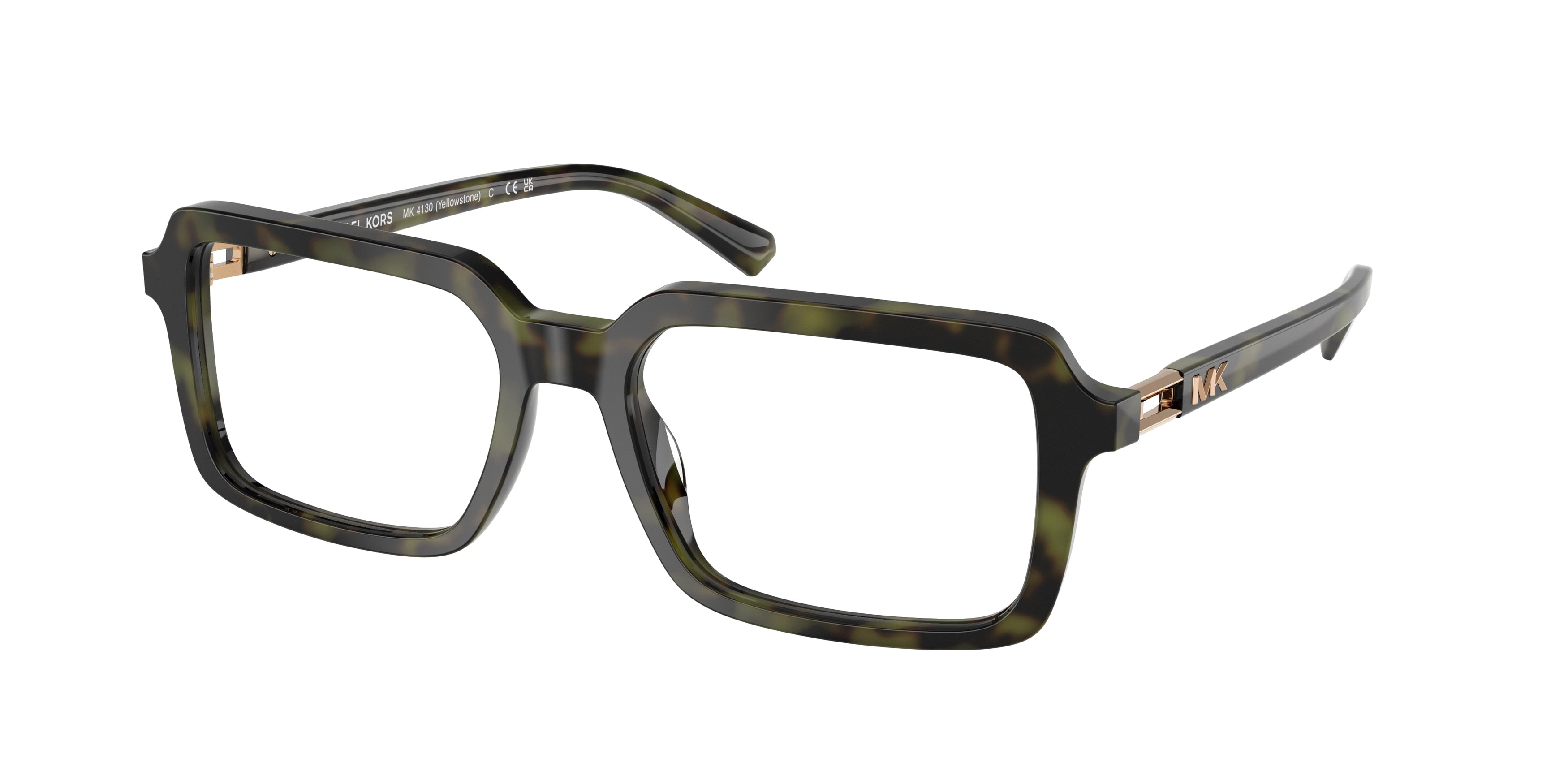 Michael Kors YELLOWSTONE MK4130 Rectangle Eyeglasses  3943-Olive Tortoise 55-145-18 - Color Map Green