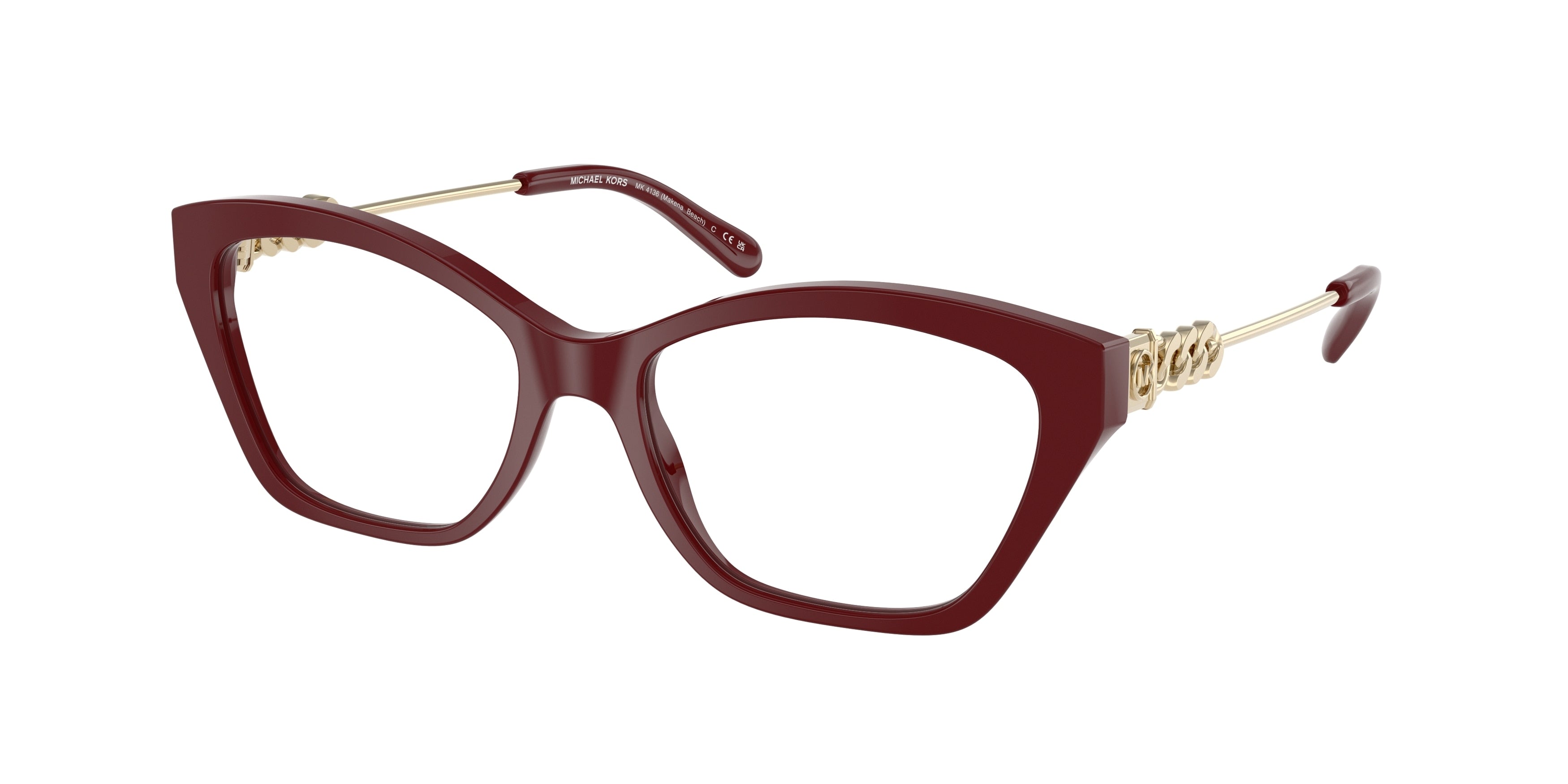 Michael Kors MAKENA BEACH MK4136 Square Eyeglasses  4004-Deep Red 52-140-17 - Color Map Red