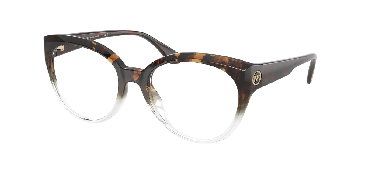 Michael Kors AMELIA ISLAND MK4145U Round Eyeglasses  4025-Dark Tortoise To Clear 52-140-18 - Color Map Multicolor