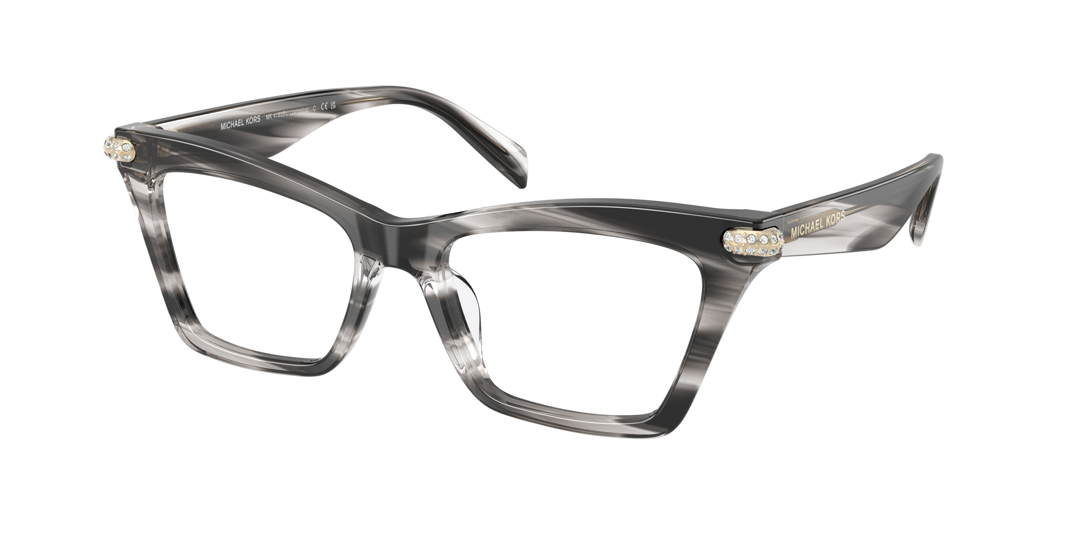 Michael Kors JAMAICA MK4185BU Cat Eye Eyeglasses  4034-Black Horn 52-140-17 - Color Map Black
