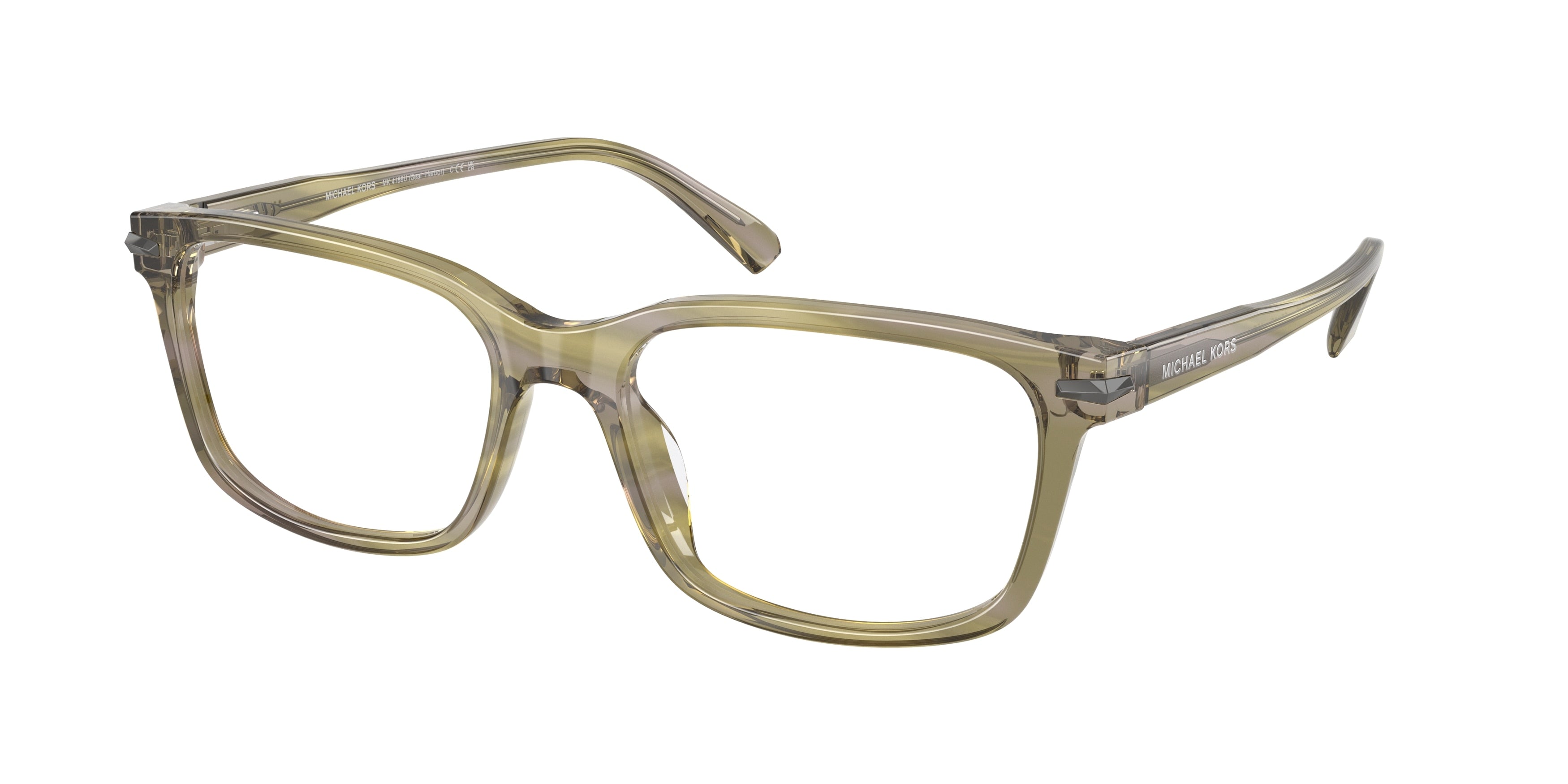 Michael Kors SEAL HARBOR MK4188U Square Eyeglasses  4040-Olive Horn 54-145-17 - Color Map Green