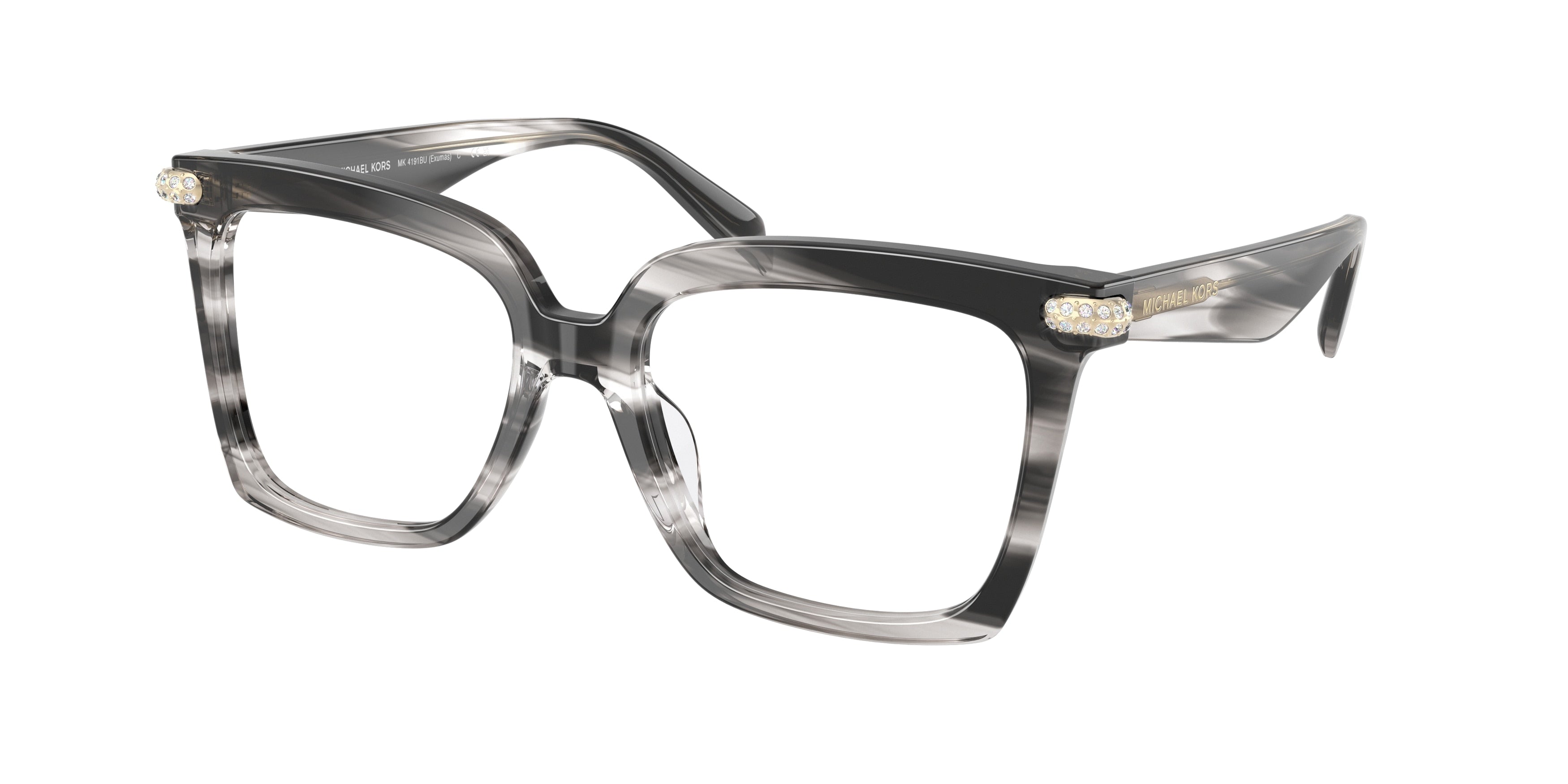 Michael Kors EXUMAS MK4191BU Square Eyeglasses  4034-Black Horn 53-140-17 - Color Map Black