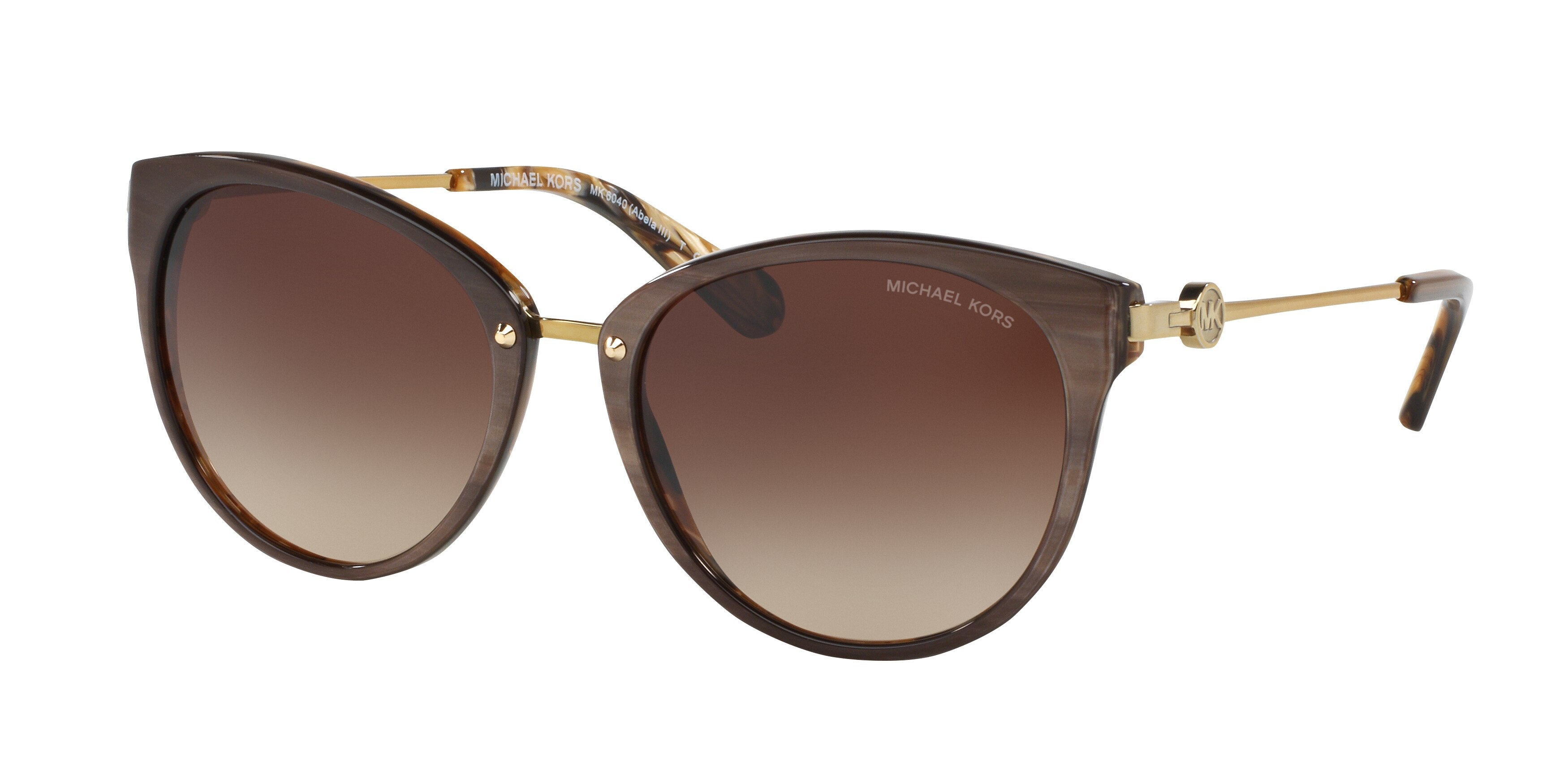 Michael Kors ABELA III MK6040 Round Sunglasses  321213-Bronze Horn 55-140-19 - Color Map Brown