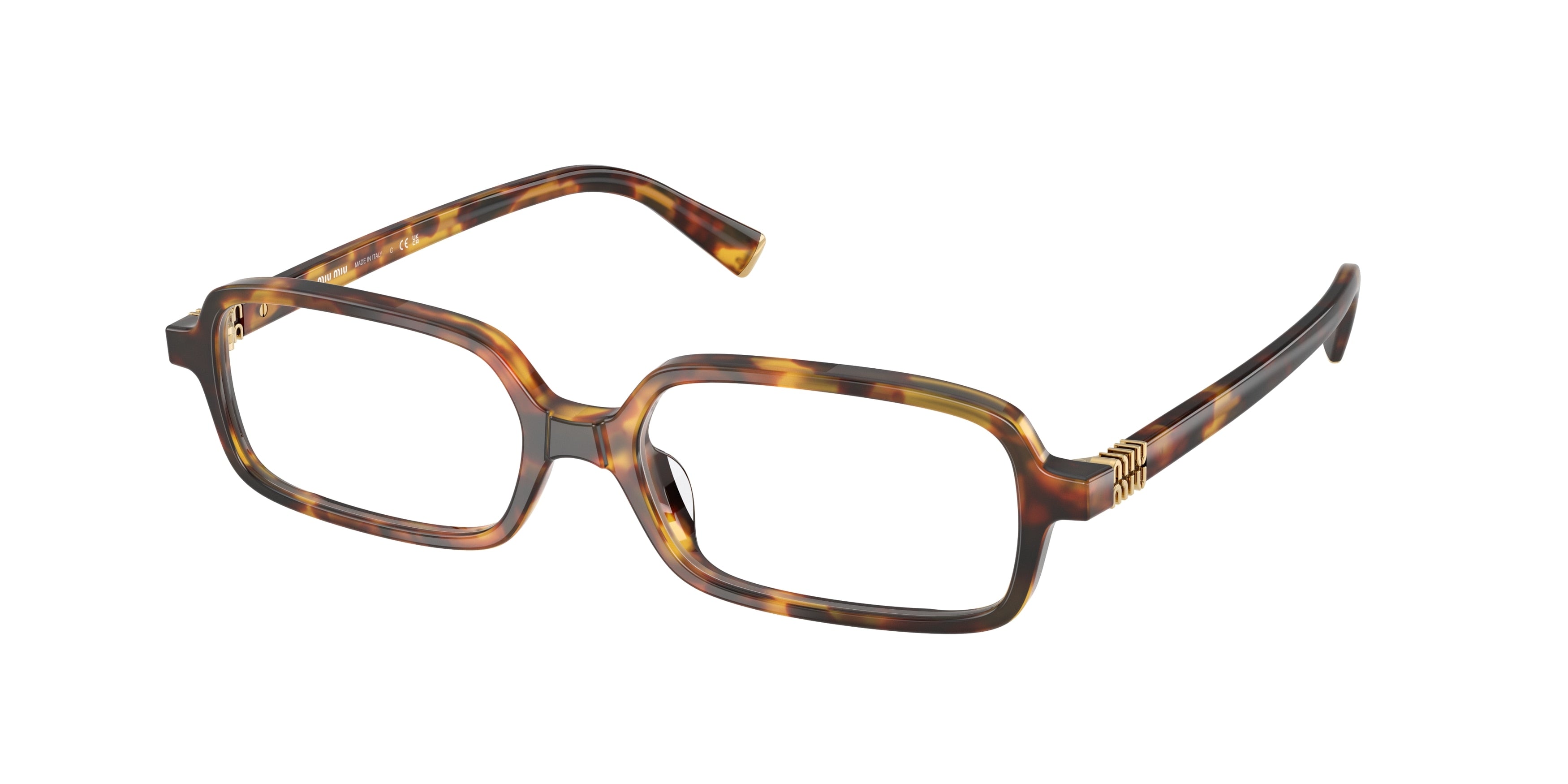 Miu Miu MU01YVF Rectangle Eyeglasses  14L1O1-Honey Havana 53-140-16 - Color Map Tortoise