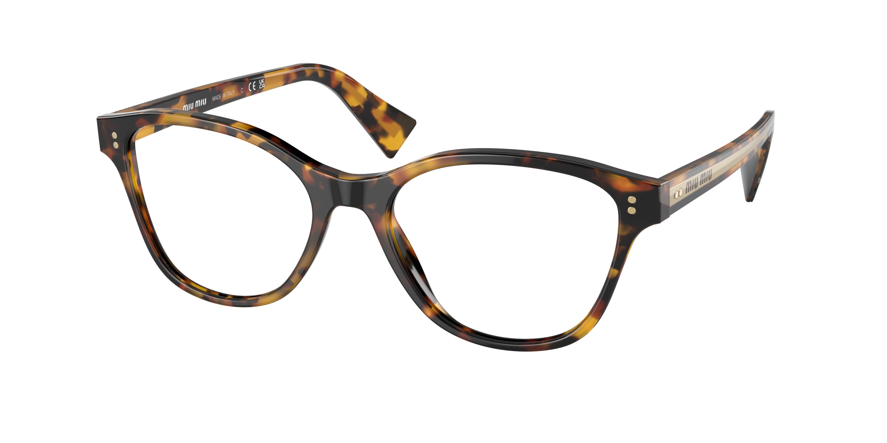 Miu Miu MU02UV Square Eyeglasses  VAU1O1-Honey Havana 52-145-18 - Color Map Tortoise