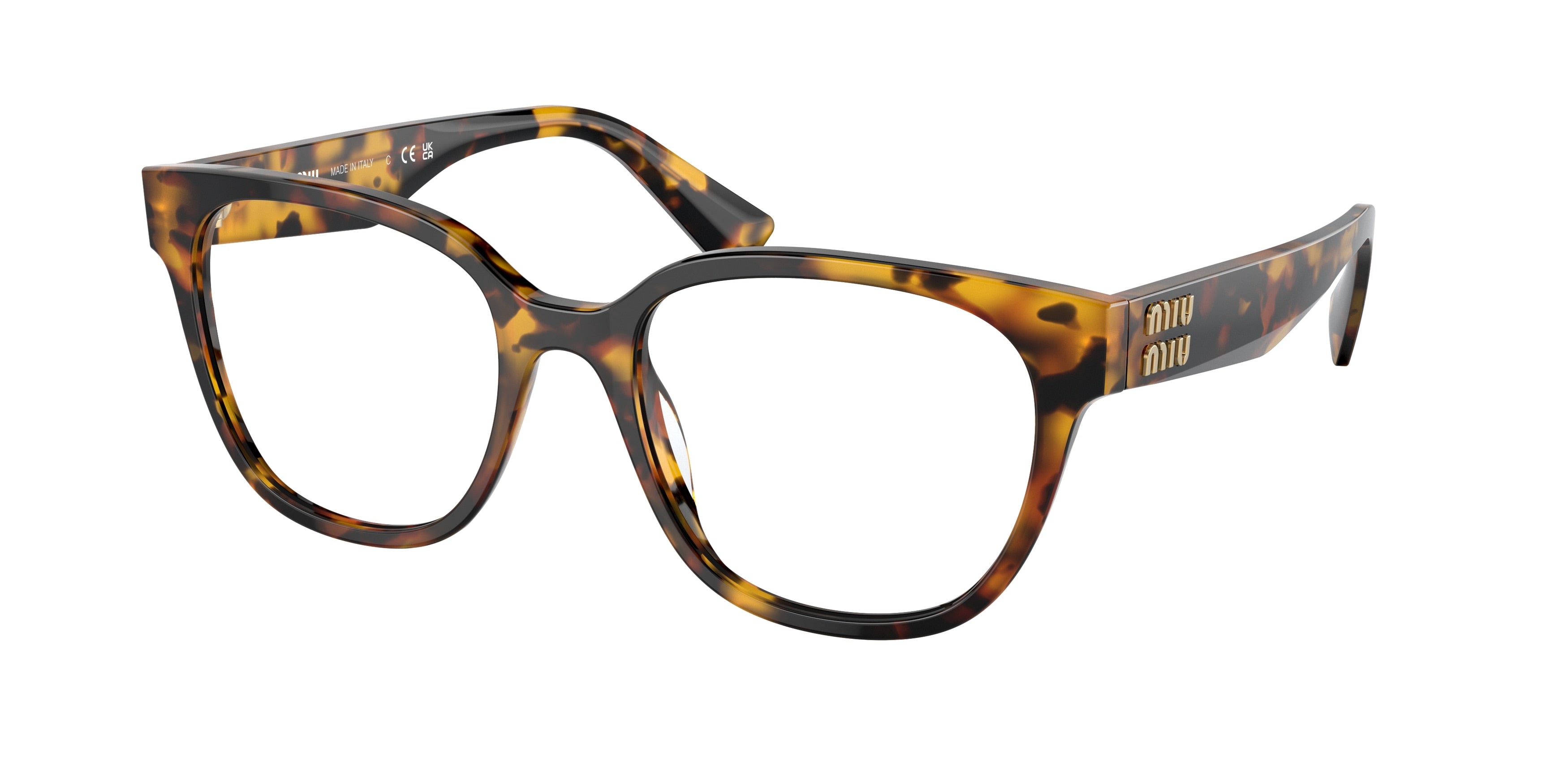 Miu Miu MU02VV Square Eyeglasses  VAU1O1-Honey Havana 54-145-19 - Color Map Tortoise