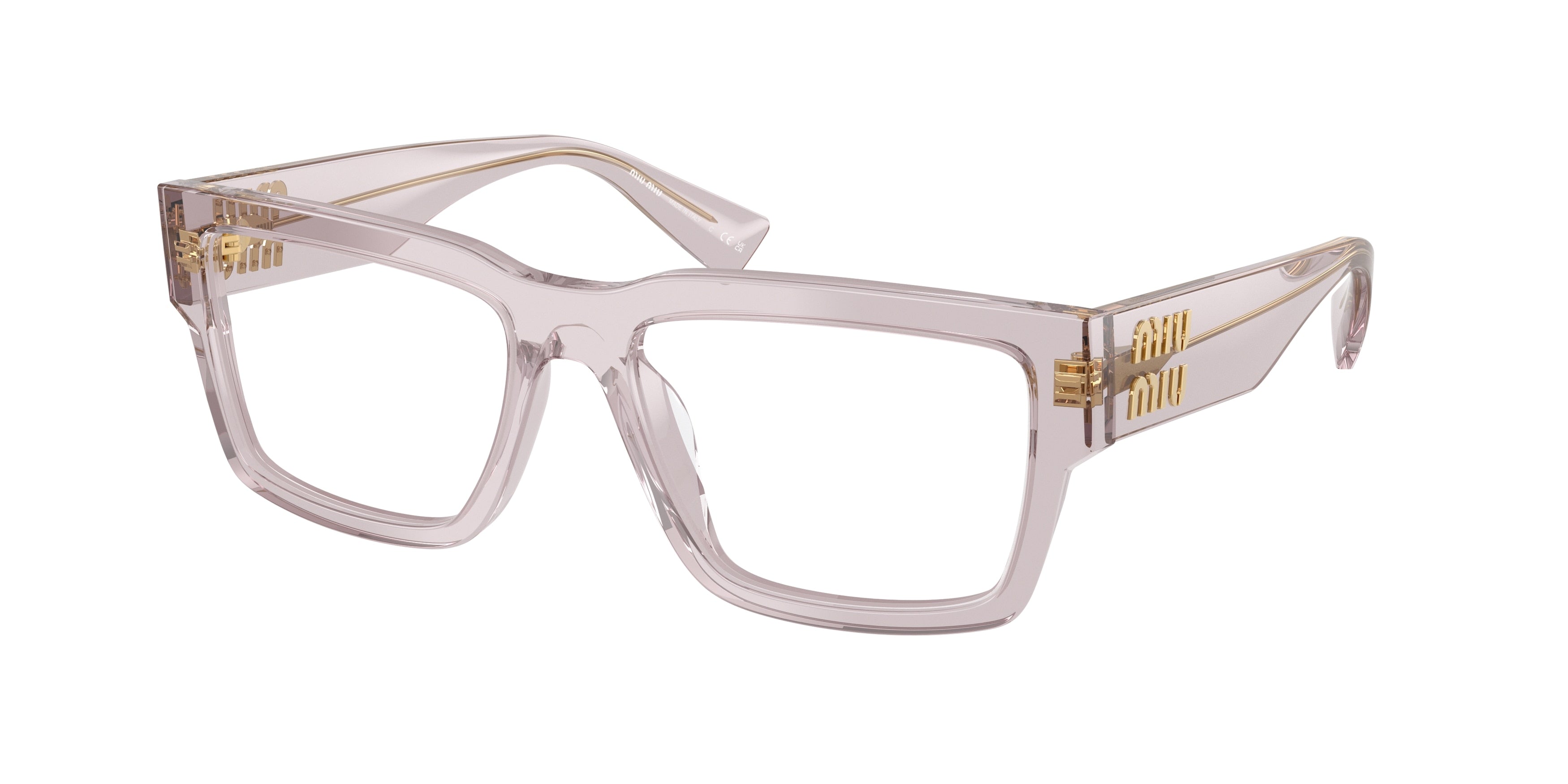 Miu Miu MU02XV Rectangle Eyeglasses  12W1O1-Trasparent Mauve 54-140-17 - Color Map Violet