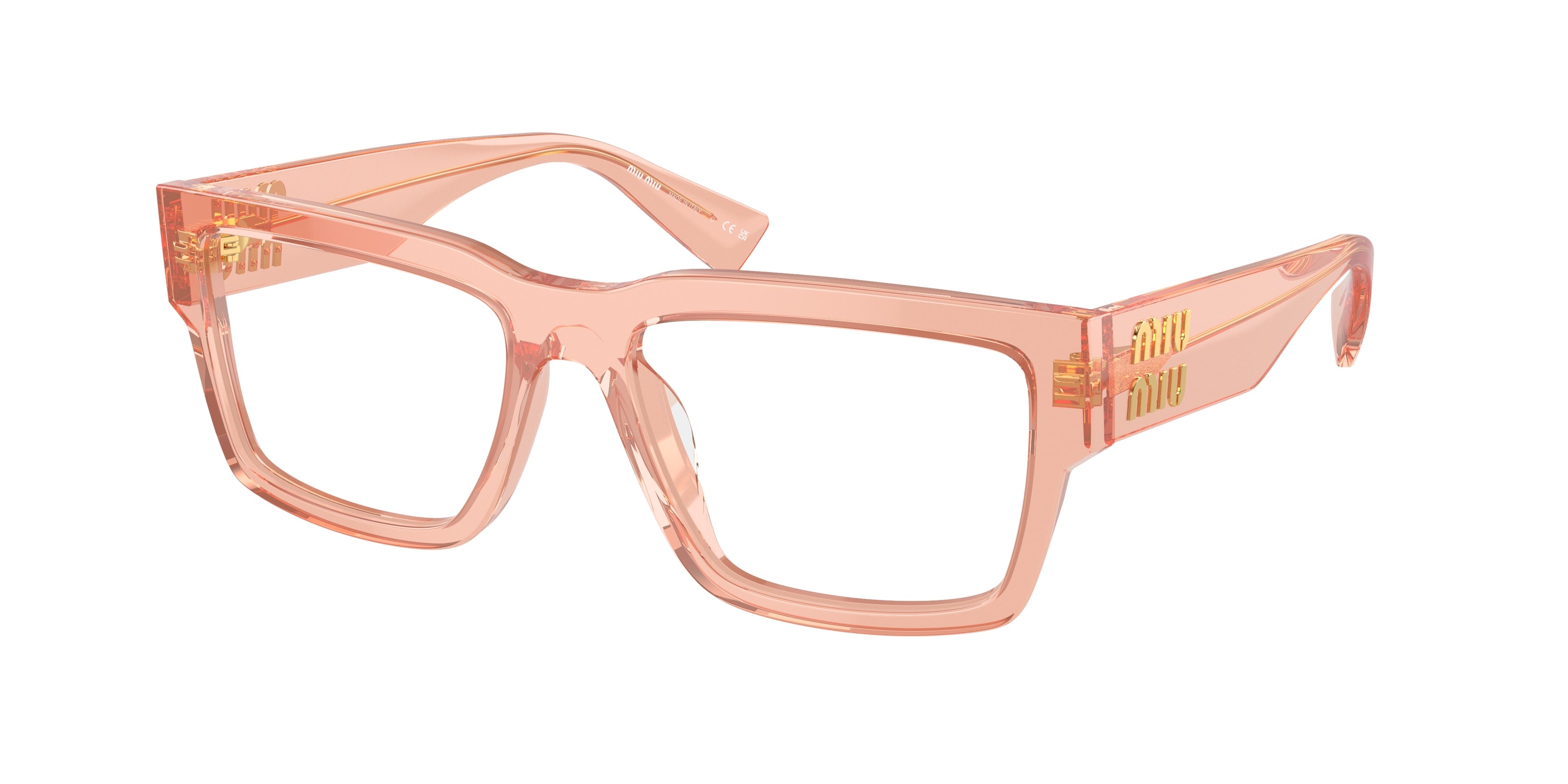Miu Miu MU02XV Rectangle Eyeglasses  13T1O1-Noisette Transparent 54-140-17 - Color Map Pink