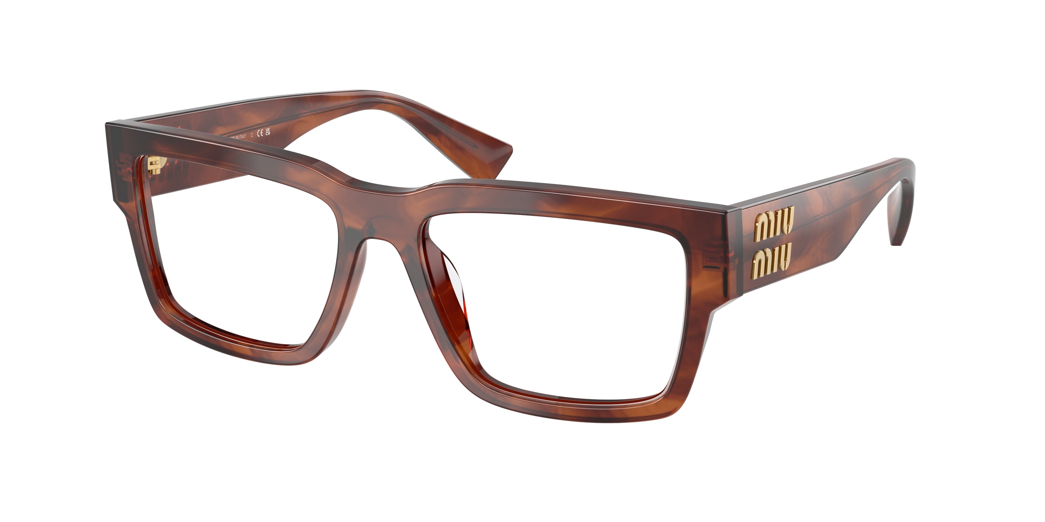 Miu Miu MU02XV Rectangle Eyeglasses  26E1O1-Striped Tobacco 54-140-17 - Color Map Brown