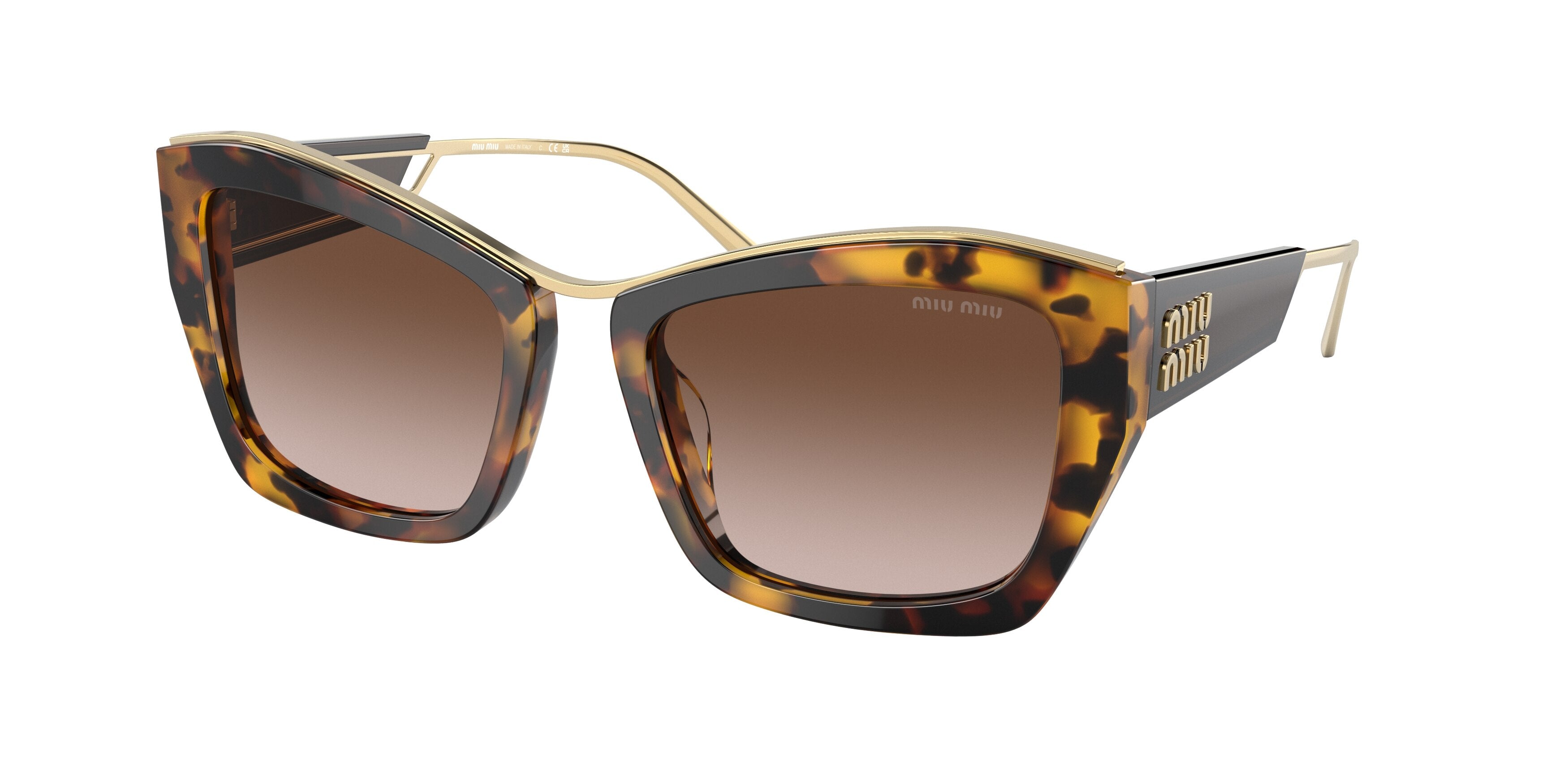 Miu Miu MU02YS Cat Eye Sunglasses  VAU6S1-Honey Havana 55-140-20 - Color Map Tortoise