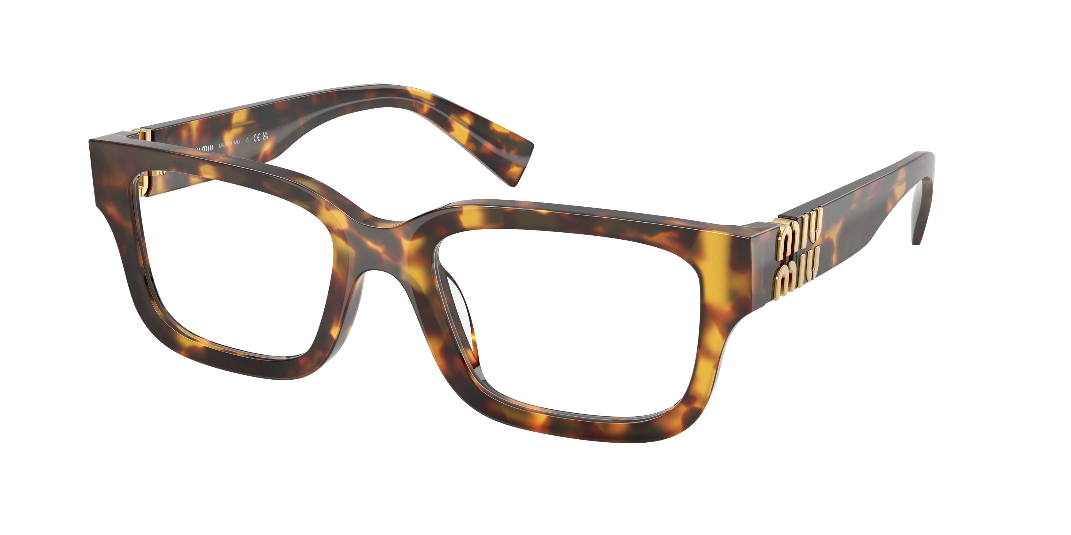 Miu Miu MU02YVF Rectangle Eyeglasses  14L1O1-Havana Honey 54-140-18 - Color Map Tortoise