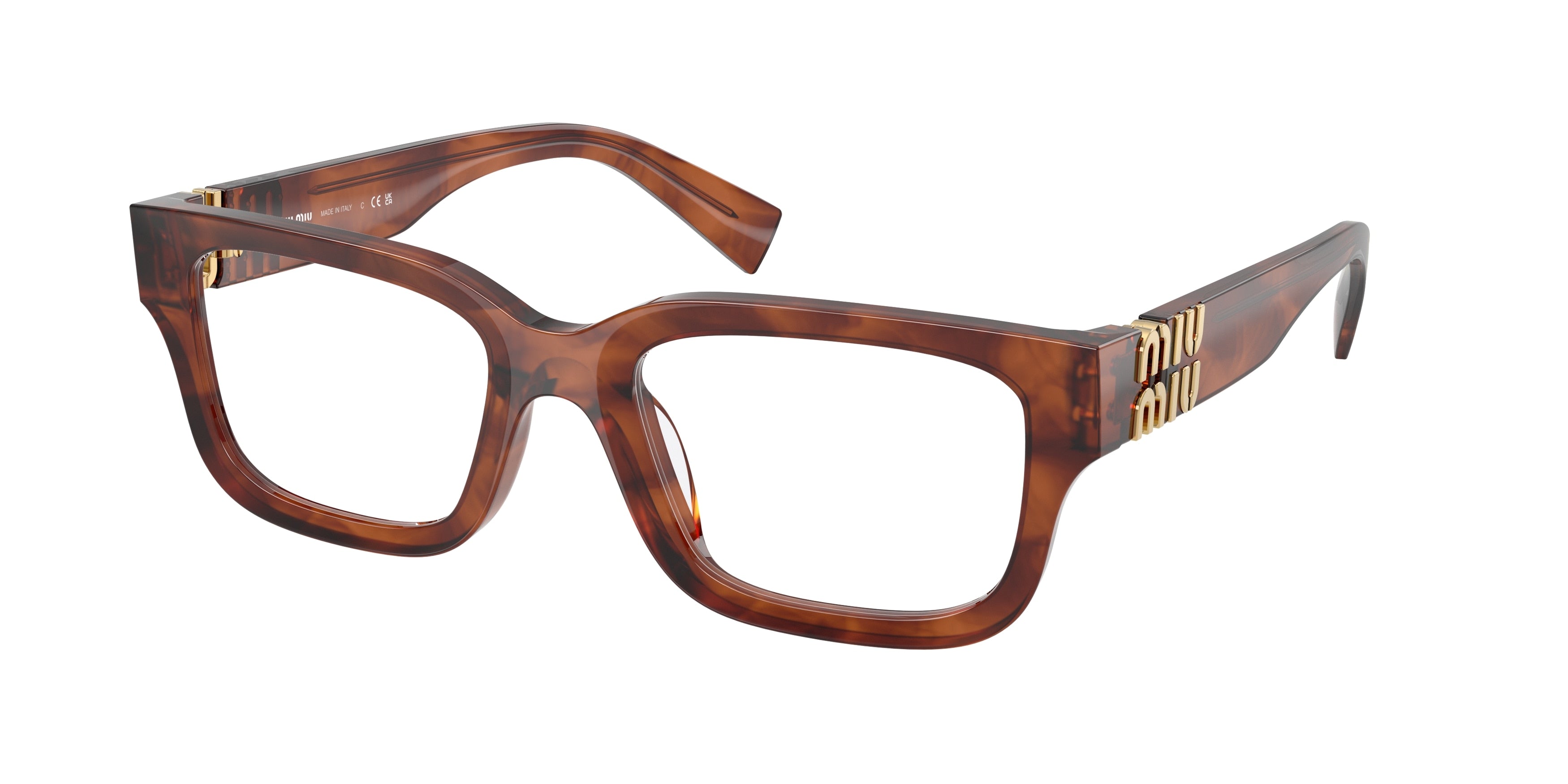 Miu Miu MU02YVF Rectangle Eyeglasses  26E1O1-Striped Tobacco 54-140-18 - Color Map Brown