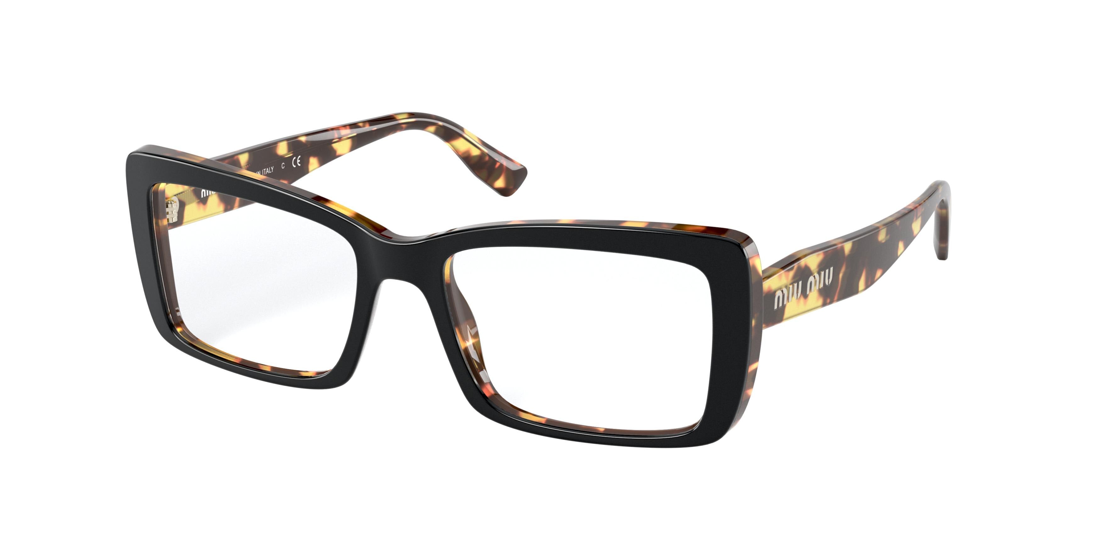 Miu Miu CORE COLLECTION MU03SV Rectangle Eyeglasses  3891O1-Top Black/Light Havana 52-140-17 - Color Map Black
