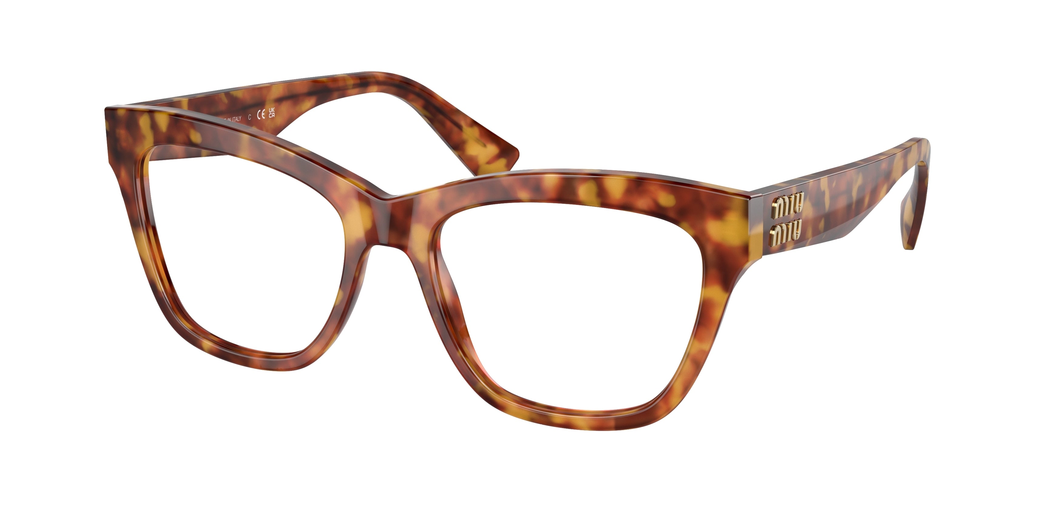 Miu Miu MU03UV Cat Eye Eyeglasses  4BW1O1-Havana Light 54-145-18 - Color Map Brown