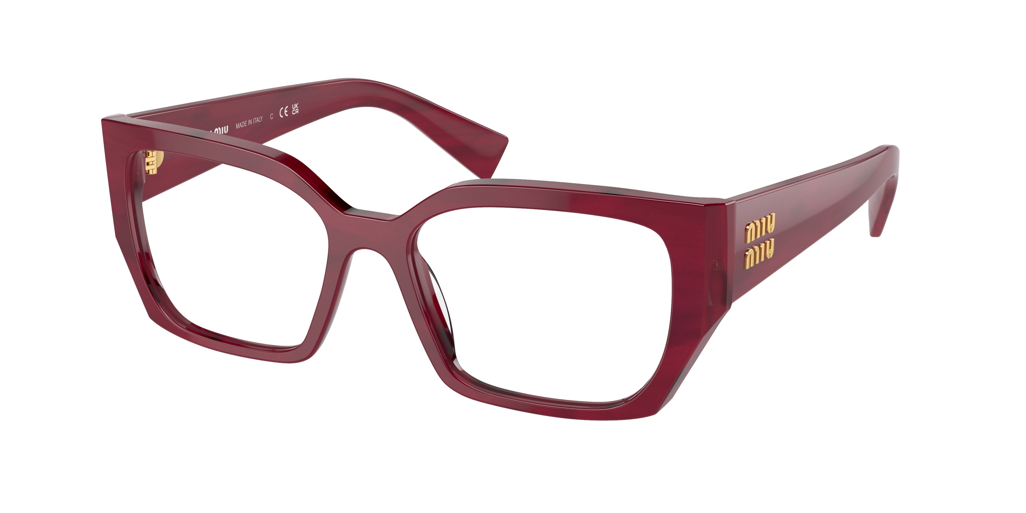 Miu Miu MU03VV Rectangle Eyeglasses  16H1O1-Striped Bordeaux 54-140-17 - Color Map Red