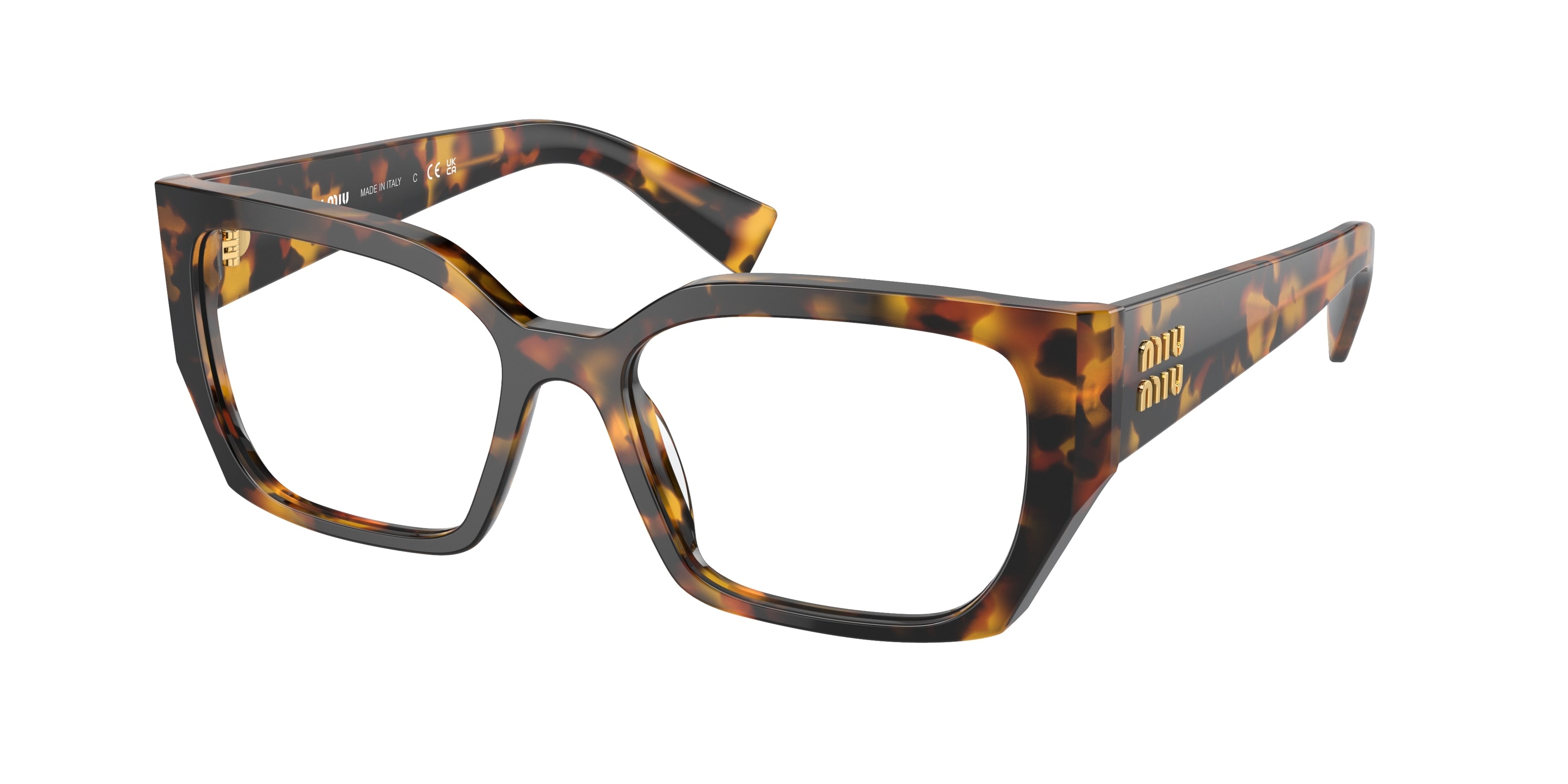 Miu Miu MU03VV Rectangle Eyeglasses  VAU1O1-Havana Honey 54-140-17 - Color Map Tortoise
