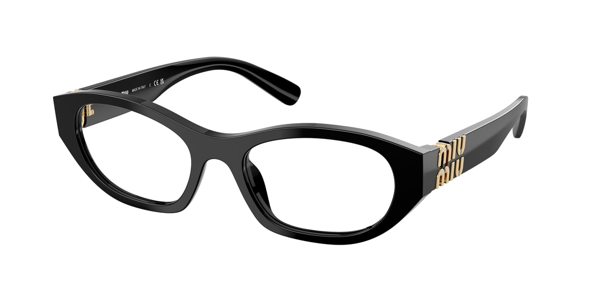 Miu Miu MU03WV Irregular Eyeglasses  16K1O1-Black 53-140-19 - Color Map Black