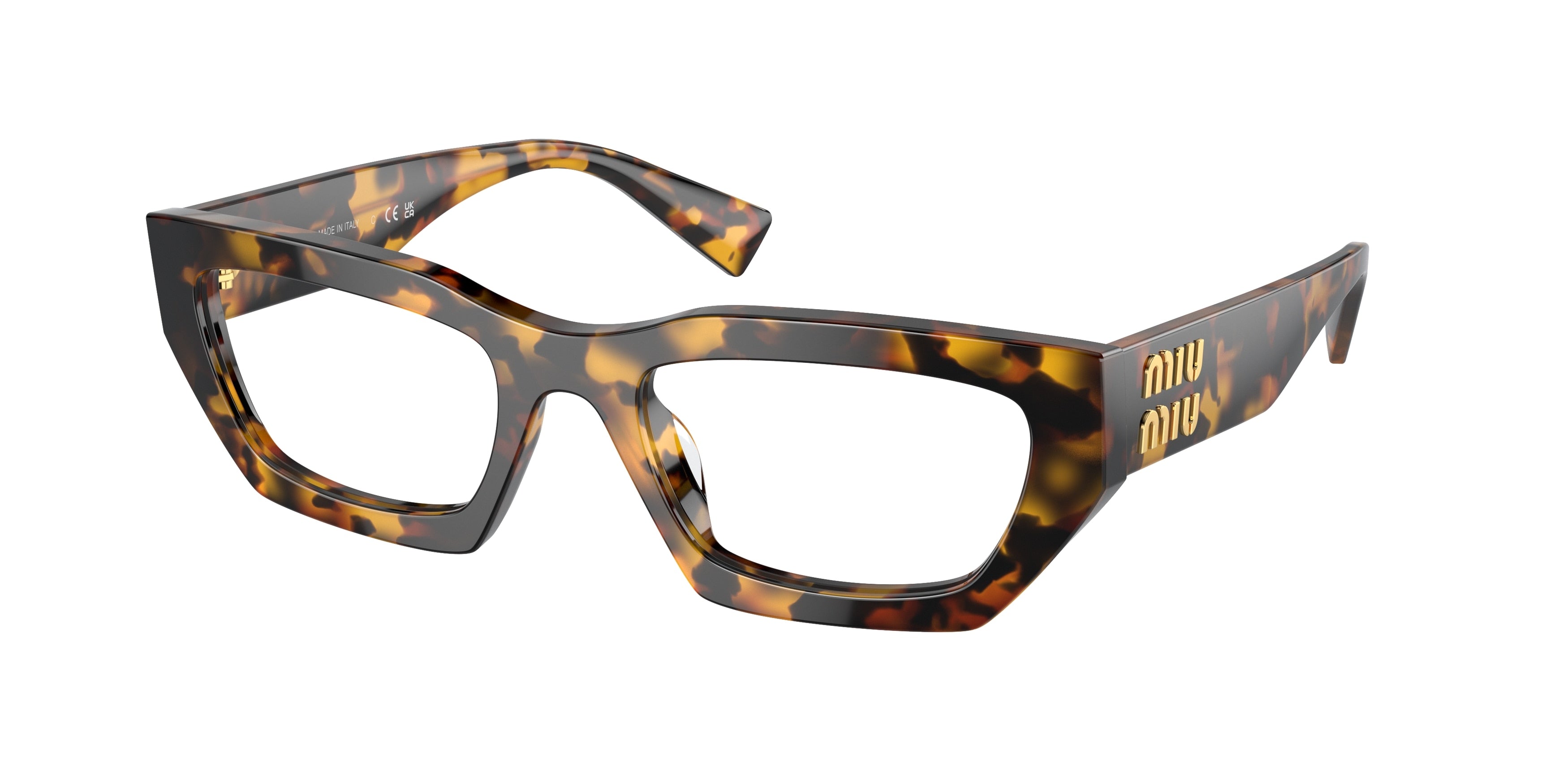 Miu Miu MU03XV Irregular Eyeglasses  VAU1O1-Honey Havana 53-140-20 - Color Map Tortoise