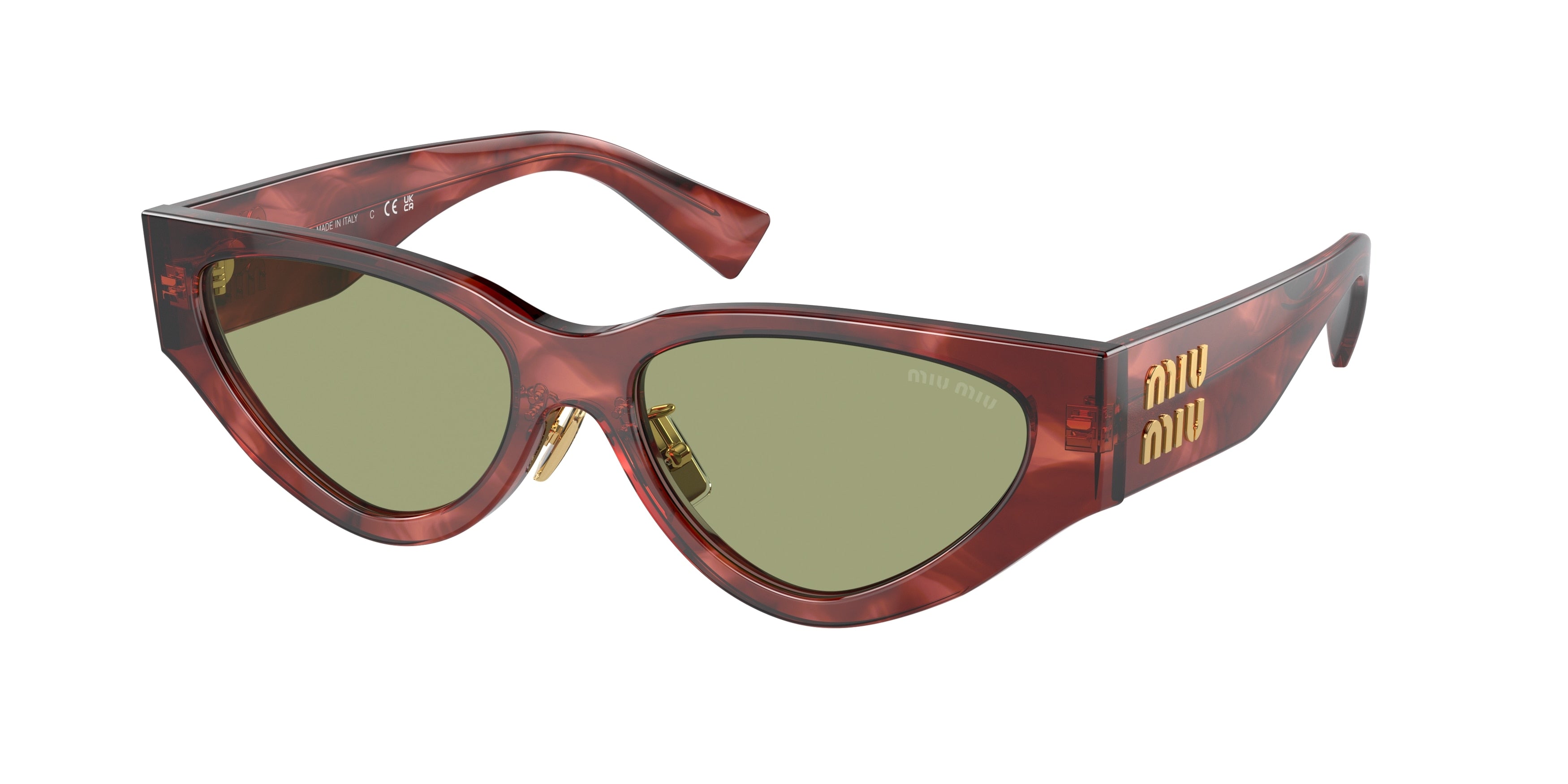 Miu Miu MU03ZS Cat Eye Sunglasses  12Q60D-Striped Garnet 54-140-17 - Color Map Red