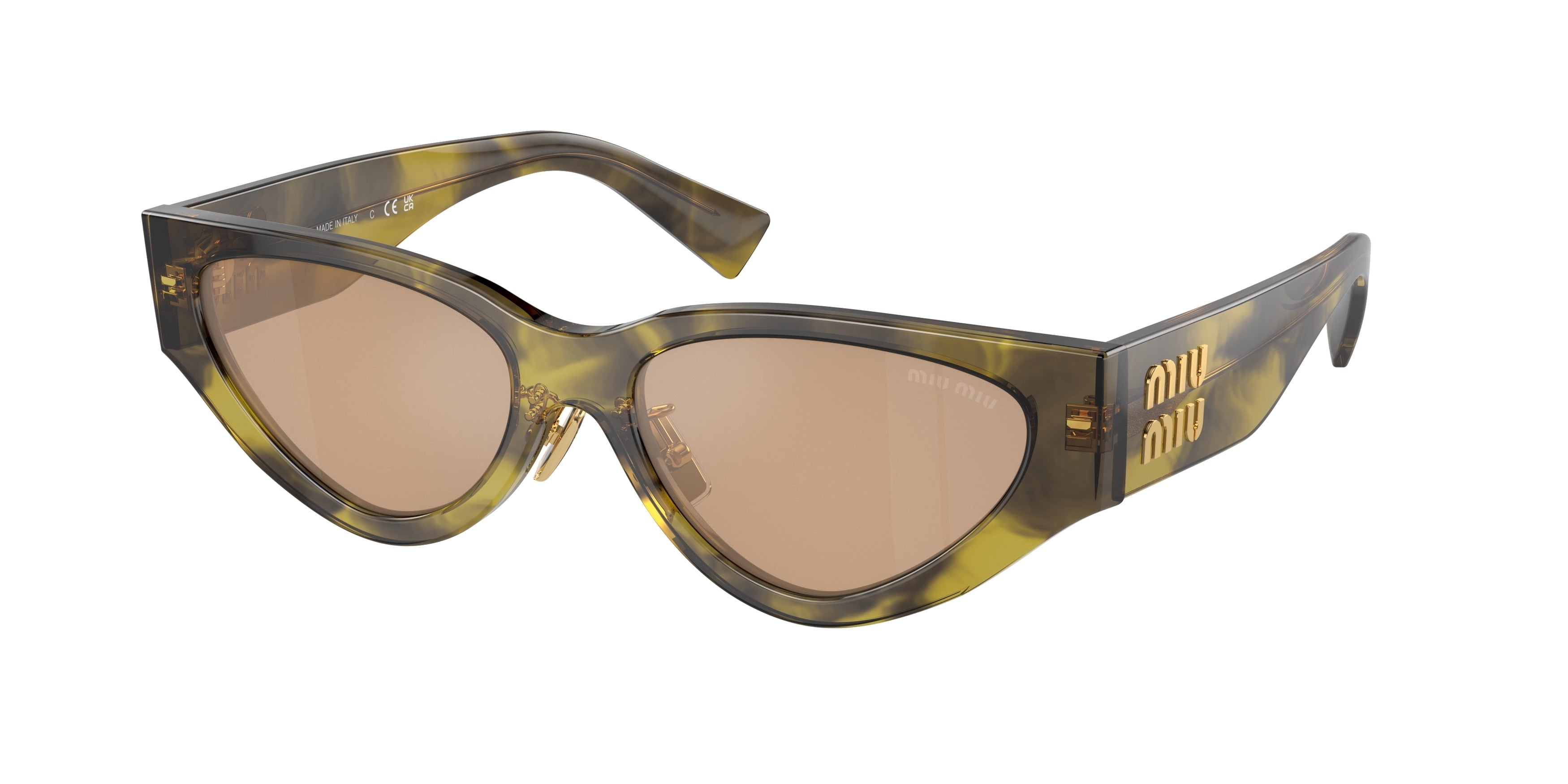 Miu Miu MU03ZS Cat Eye Sunglasses  13Q40D-Striped Ivy 54-140-17 - Color Map Brown