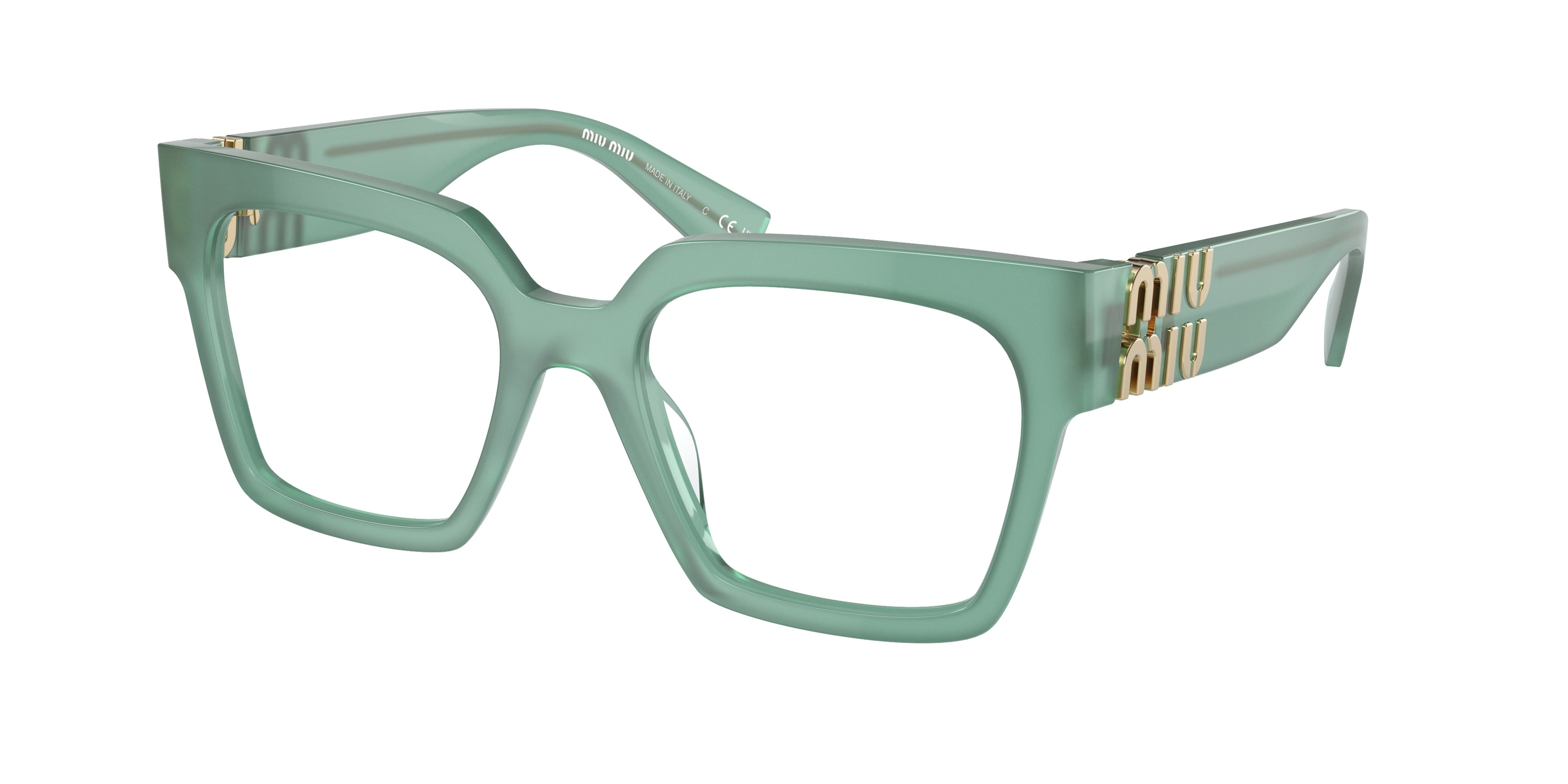 Miu Miu MU04UV Square Eyeglasses  19L1O1-Opal Anise 52-135-19 - Color Map Blue