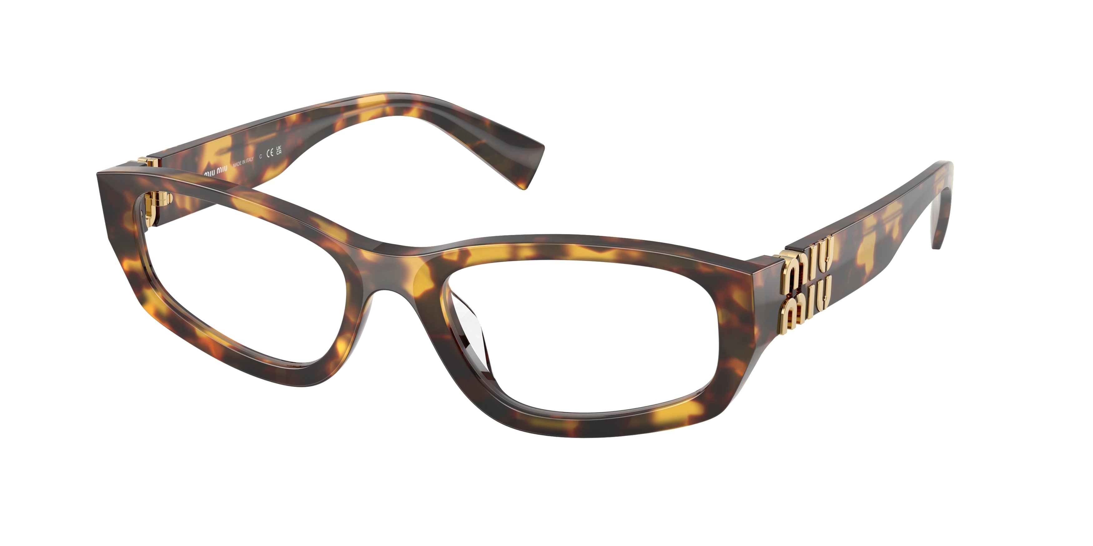 Miu Miu MU04YV Irregular Eyeglasses  14L1O1-Havana Honey 54-140-19 - Color Map Tortoise
