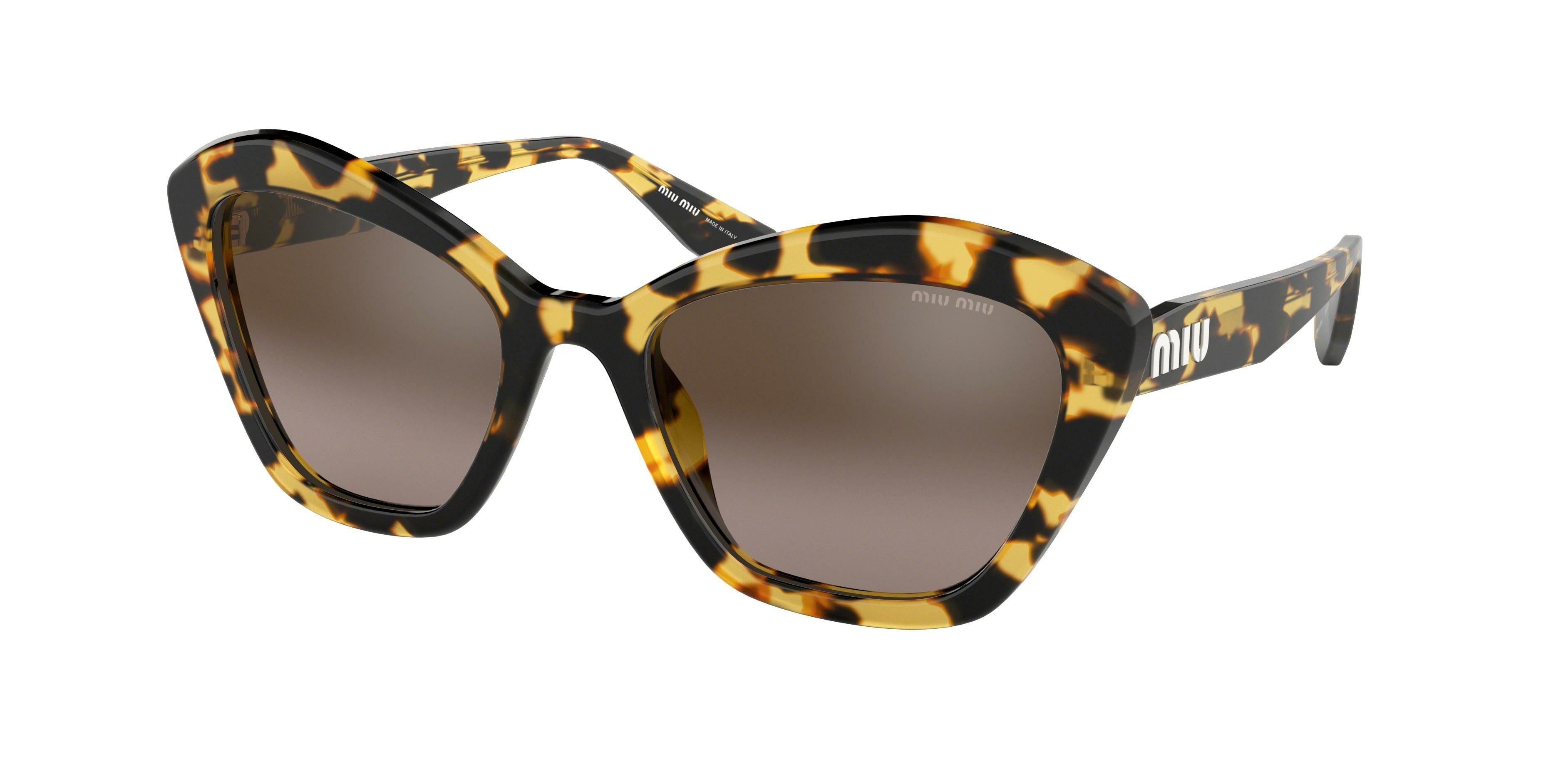 Miu Miu CORE COLLECTION MU05US Irregular Sunglasses  7S0QZ9-Light Havana 55-140-20 - Color Map Tortoise