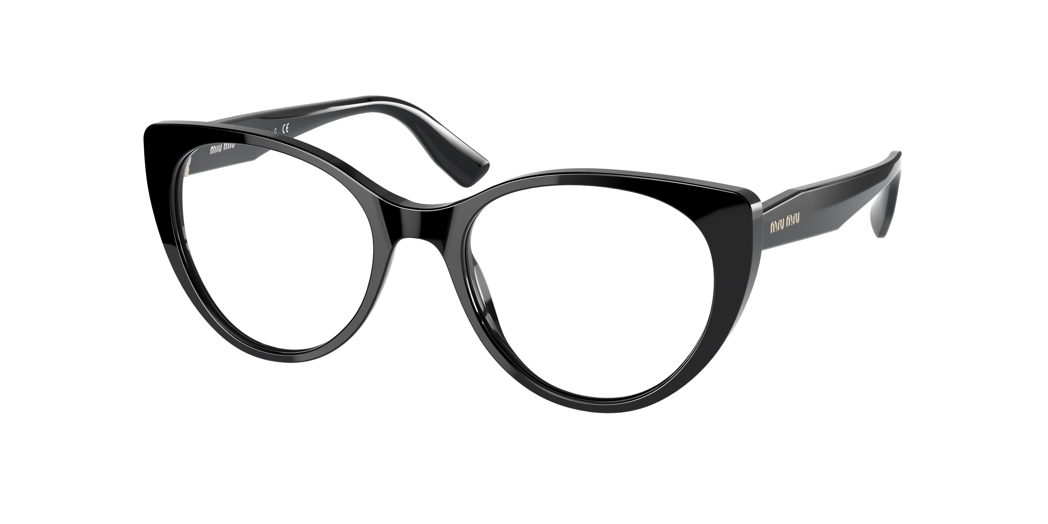 Miu Miu MU06TVA Cat Eye Eyeglasses  1AB1O1-Black 50-140-18 - Color Map Black