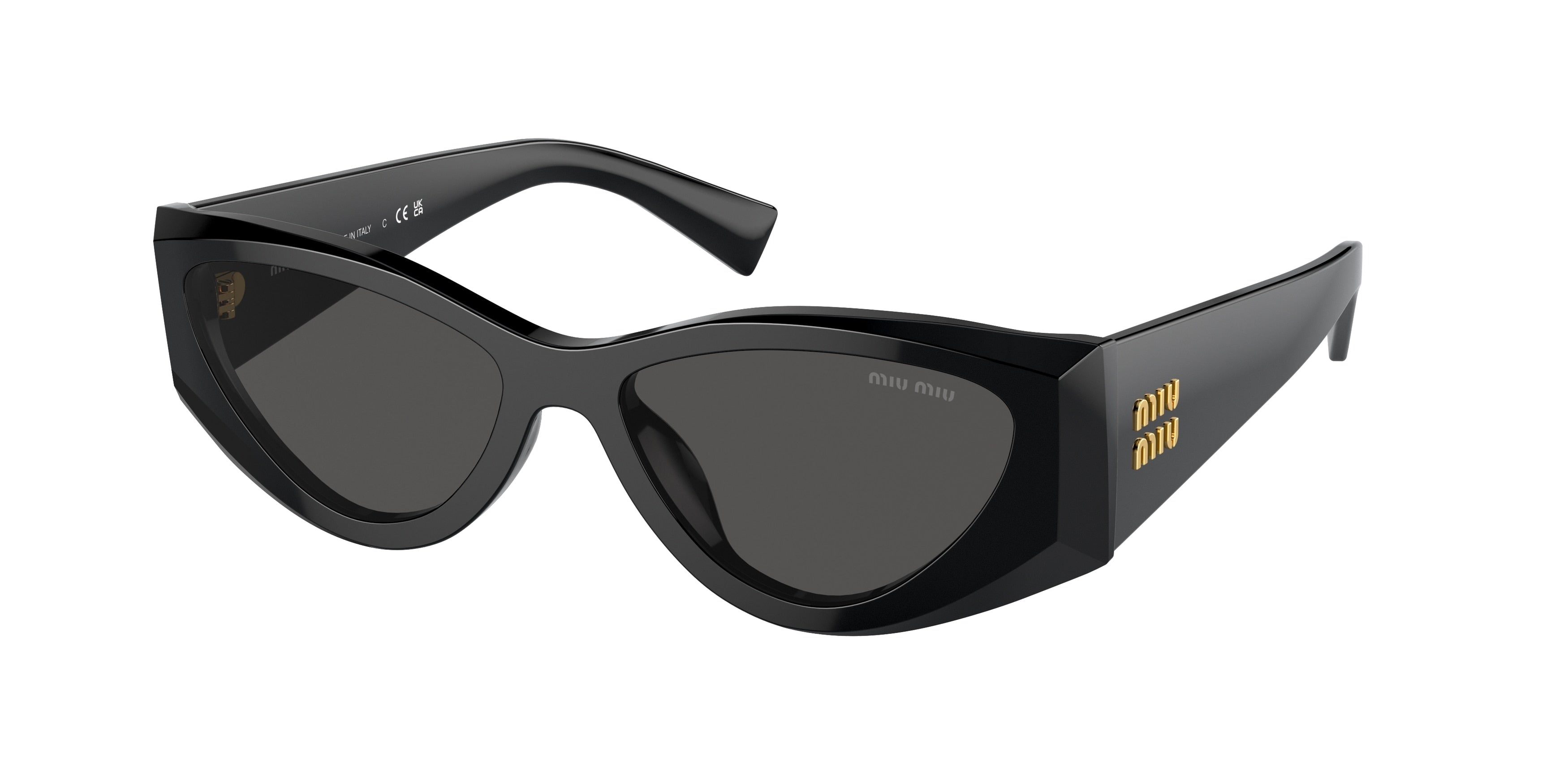 Miu Miu MU06YS Cat Eye Sunglasses  1AB5S0-Black 54-140-16 - Color Map Black