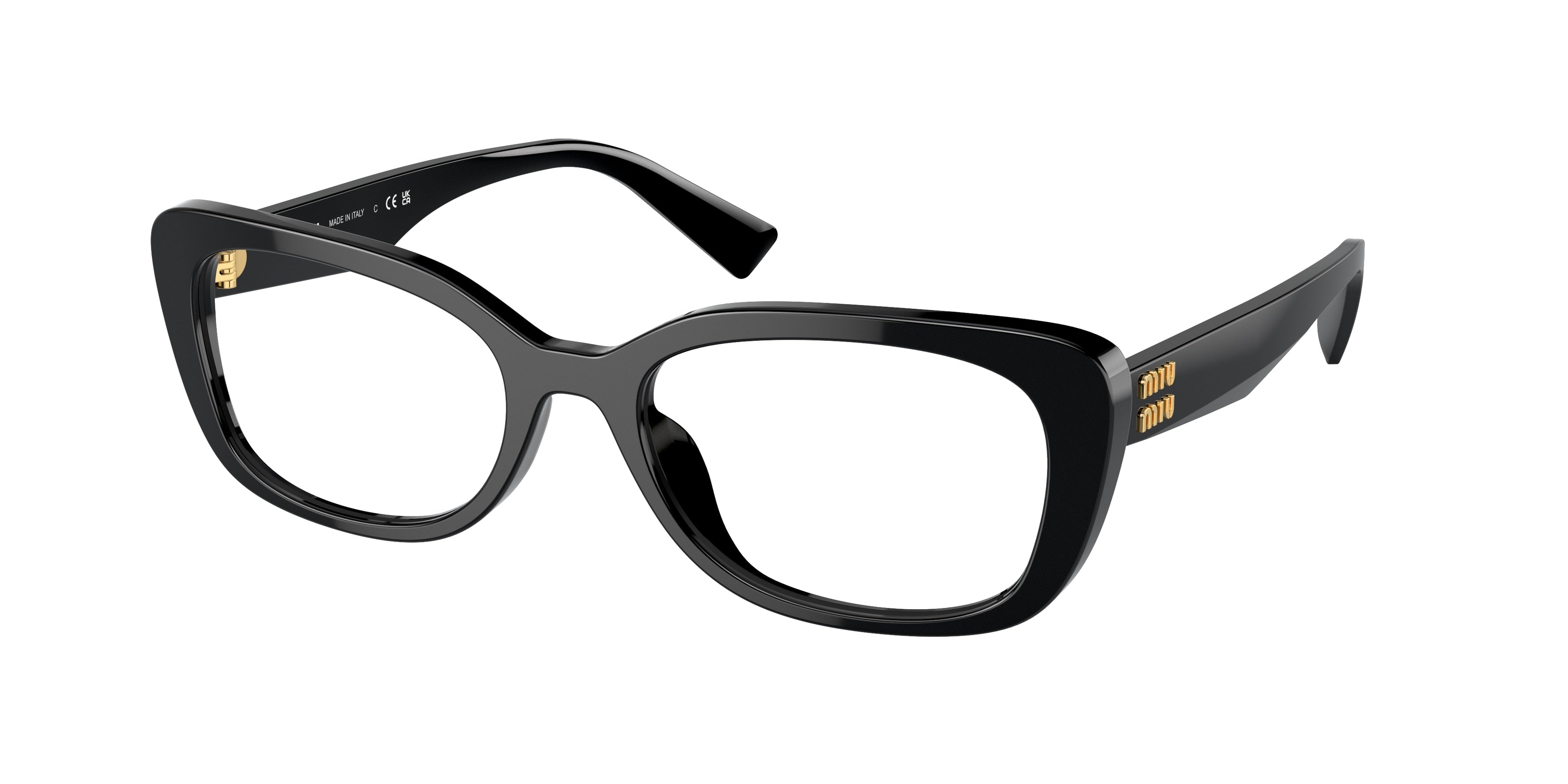 Miu Miu MU07VV Rectangle Eyeglasses  1AB1O1-Black 55-140-19 - Color Map Black
