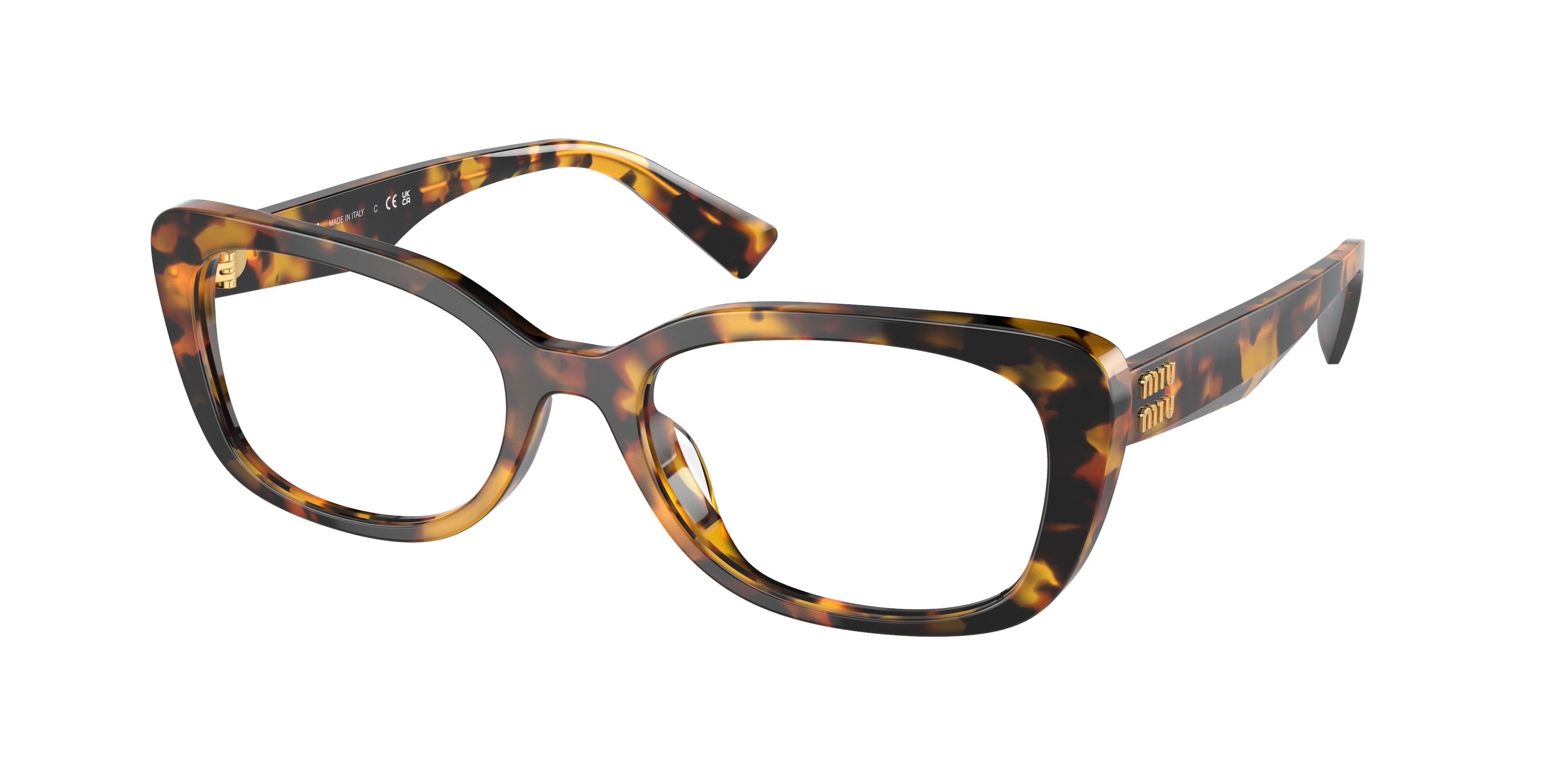 Miu Miu MU07VV Rectangle Eyeglasses  VAU1O1-Honey Havana 55-140-19 - Color Map Tortoise