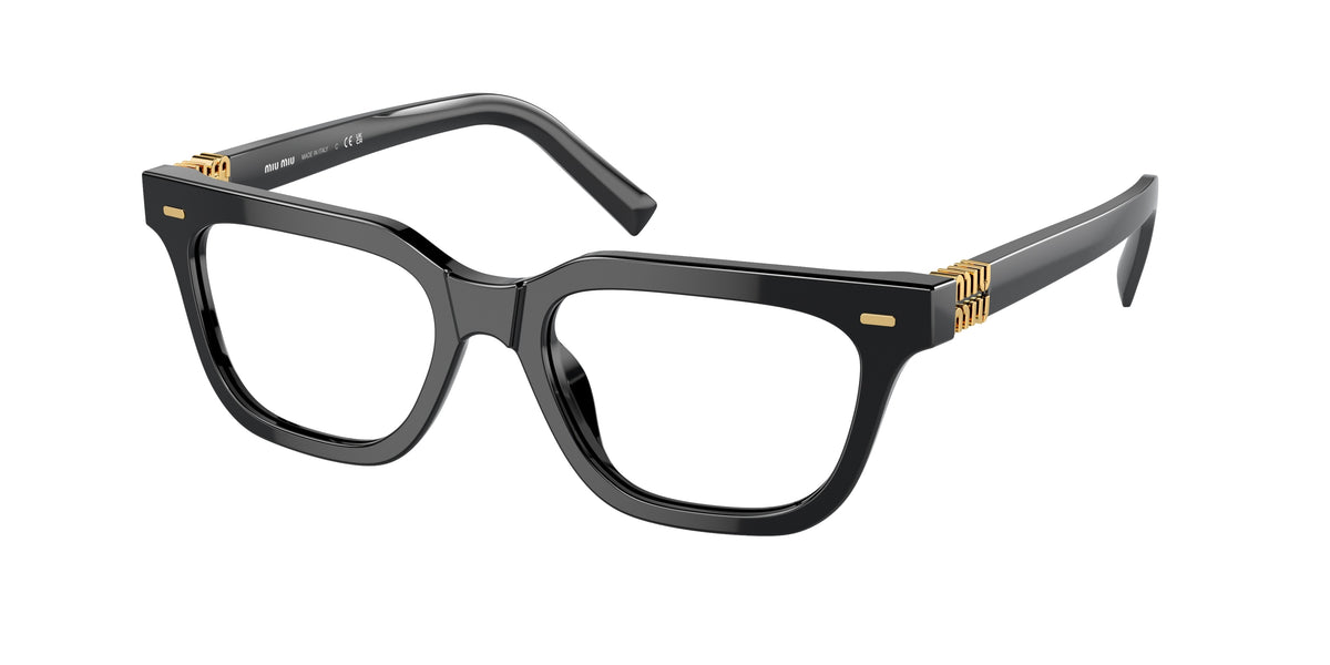 Miu Miu MU07XV Rectangle Eyeglasses  16K1O1-Black 53-140-18 - Color Map Black
