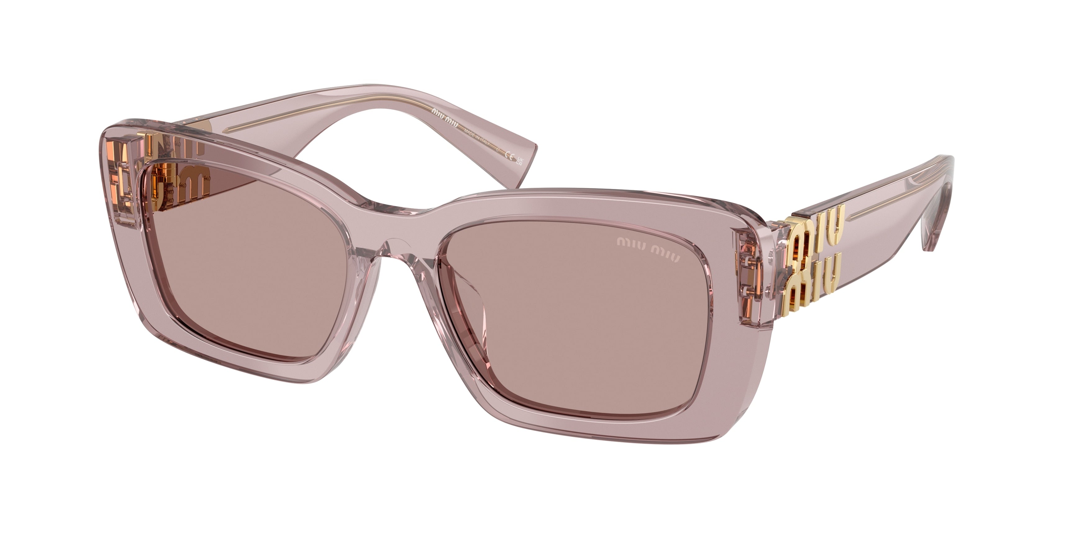 Miu Miu MU07YS Rectangle Sunglasses  12W20I-Transparent Mauve 53-135-18 - Color Map Violet