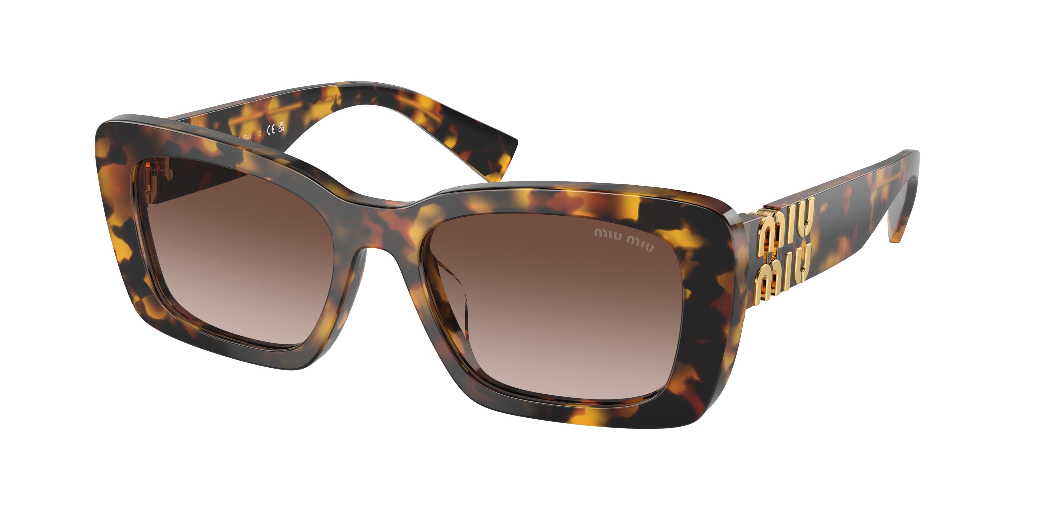 Miu Miu MU07YS Rectangle Sunglasses  VAU6S1-Honey Havana 53-135-18 - Color Map Tortoise