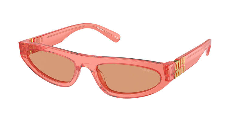 Miu Miu MU07ZS Irregular Sunglasses  14T07V-Tulip Transparent 56-140-19 - Color Map Red