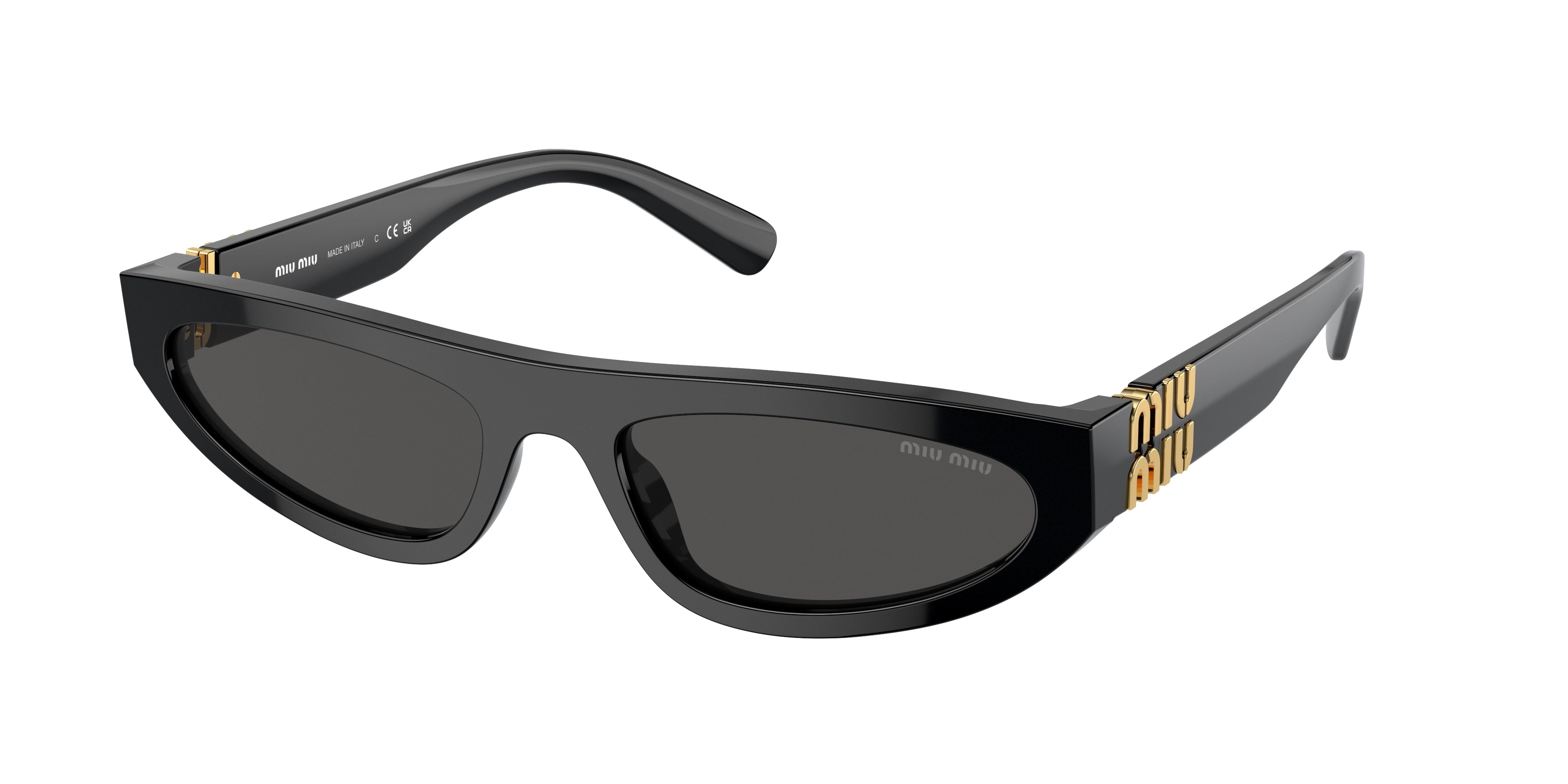 Miu Miu MU07ZS Irregular Sunglasses  1AB5S0-Black 56-140-19 - Color Map Black