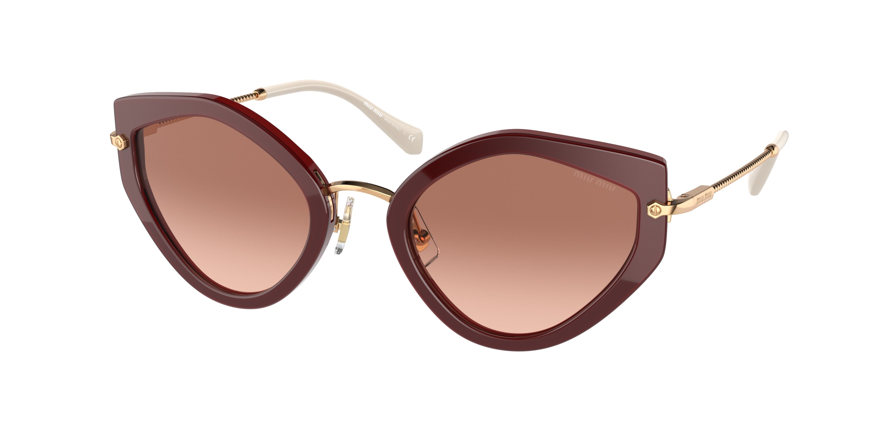 Miu Miu MU08XS Butterfly Sunglasses  01T0A5-Pink Bordeaux 53-140-23 - Color Map Pink