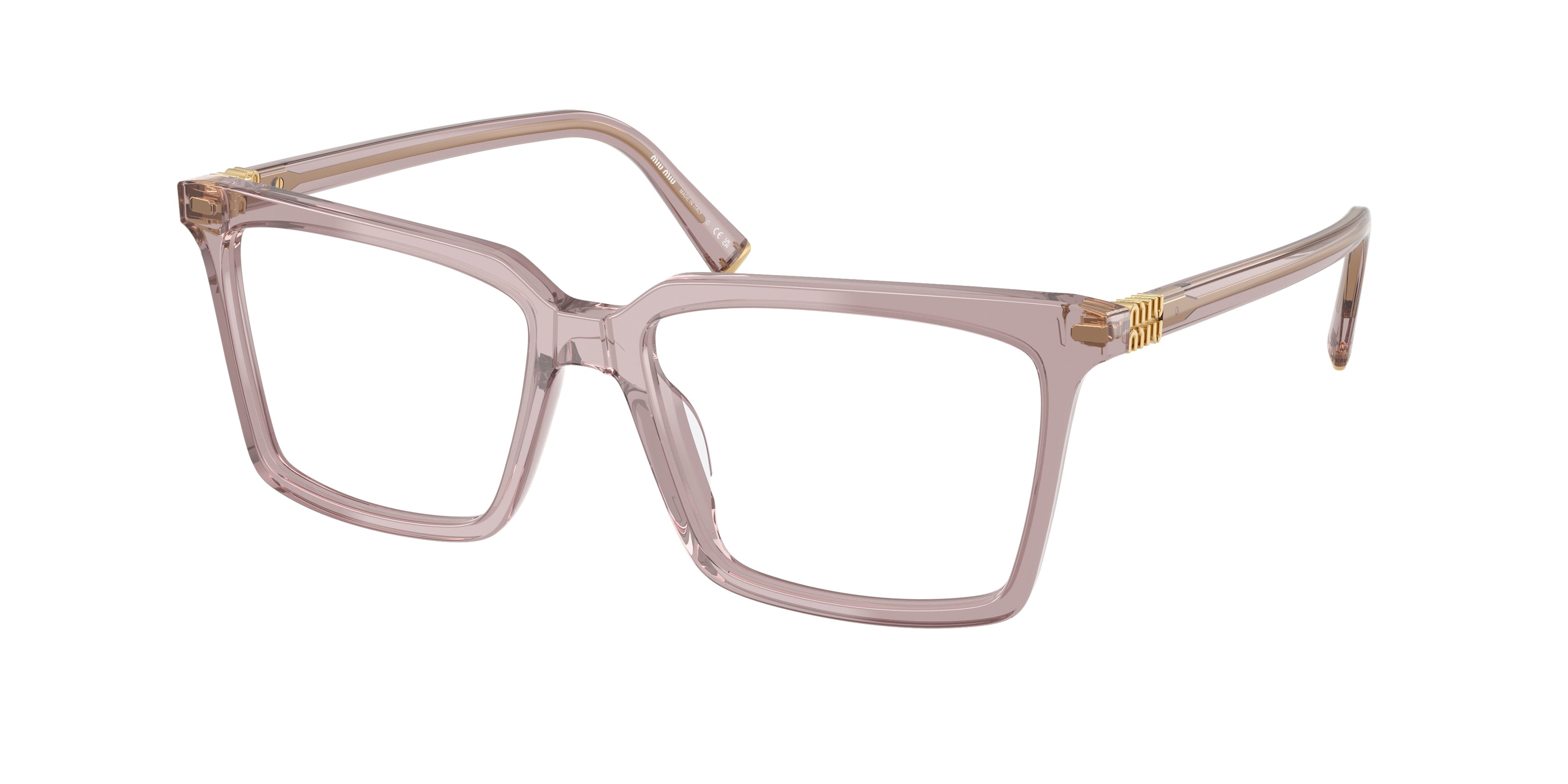 Miu Miu MU08XV Square Eyeglasses  12W1O1-Transparent Mauve 54-140-16 - Color Map Violet