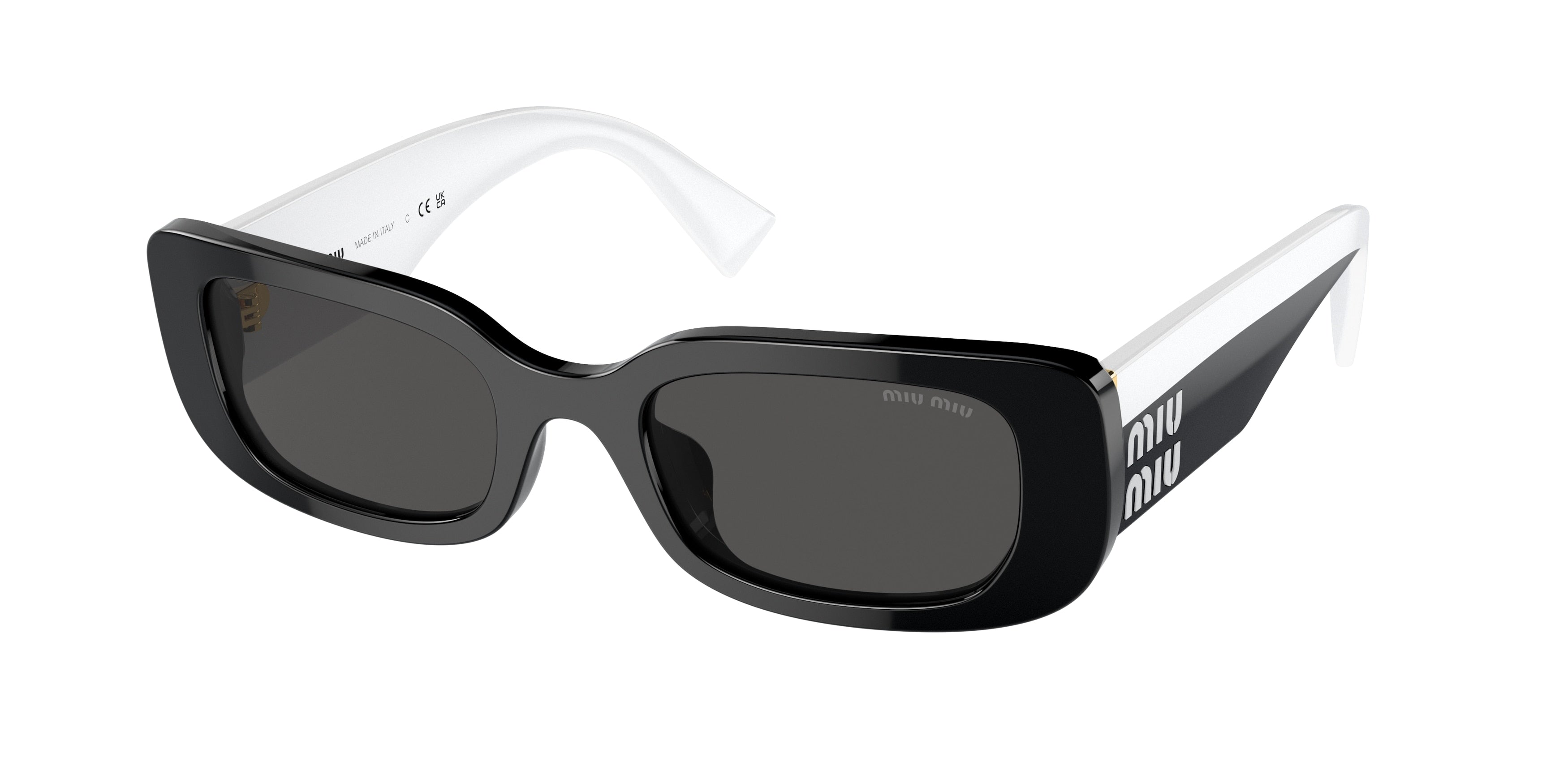 Miu Miu MU08YS Rectangle Sunglasses  1AB5S0-Black 51-140-21 - Color Map Black