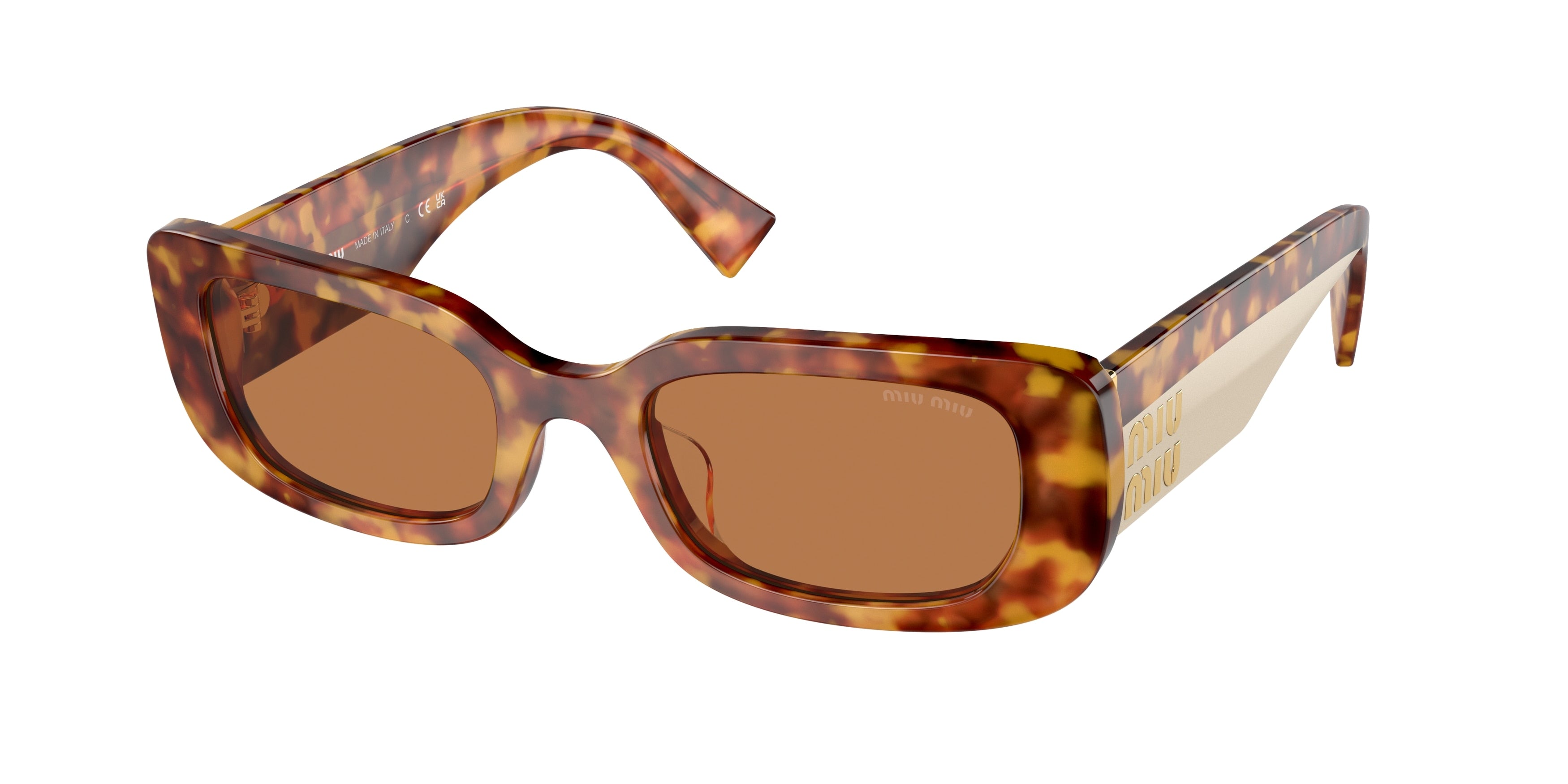 Miu Miu MU08YS Rectangle Sunglasses  4BW2Z1-Light Havana 51-140-21 - Color Map Tortoise