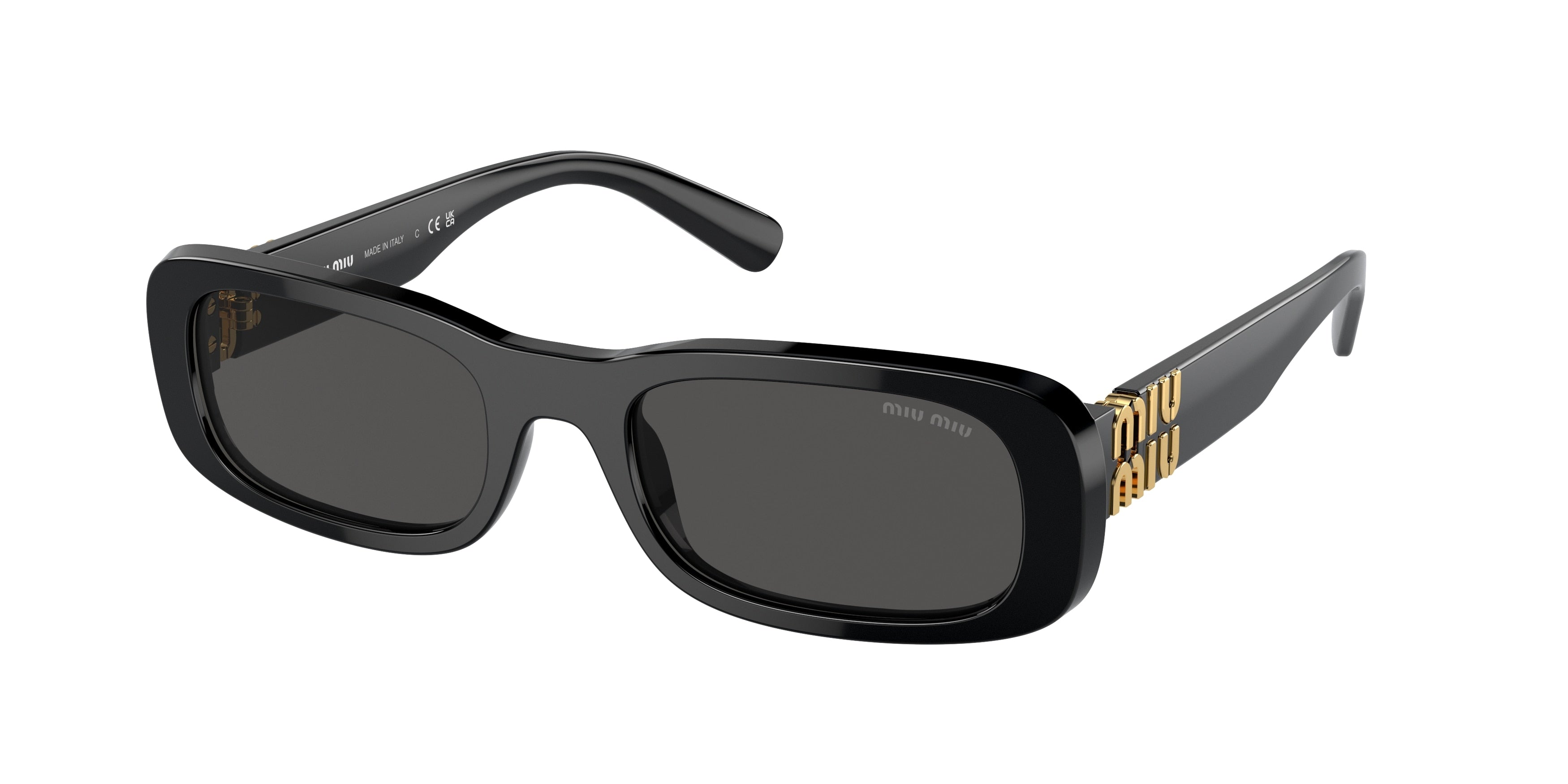 Miu Miu MU08ZS Rectangle Sunglasses  1AB5S0-Black 53-140-20 - Color Map Black