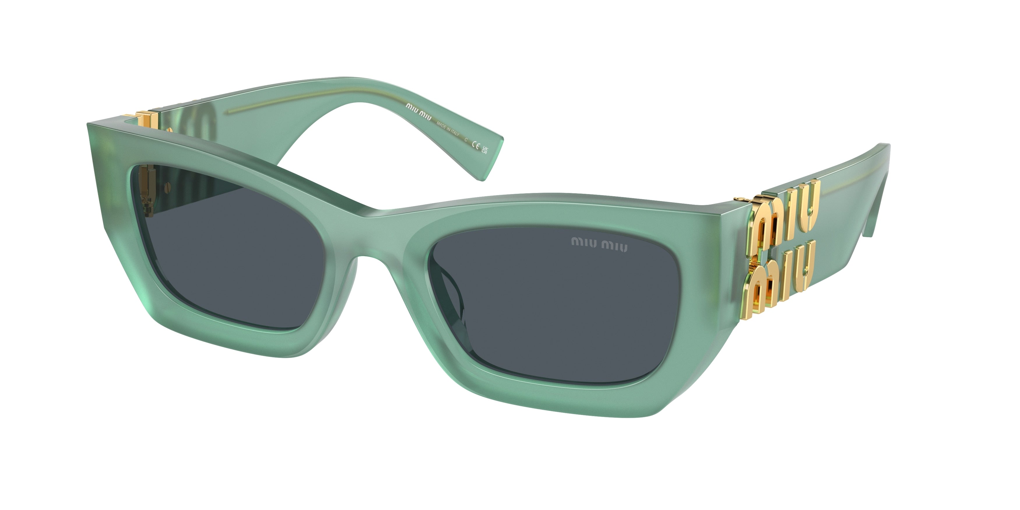 Miu Miu MU09WS Rectangle Sunglasses  19L09T-Ivy Opal 53-135-22 - Color Map Green