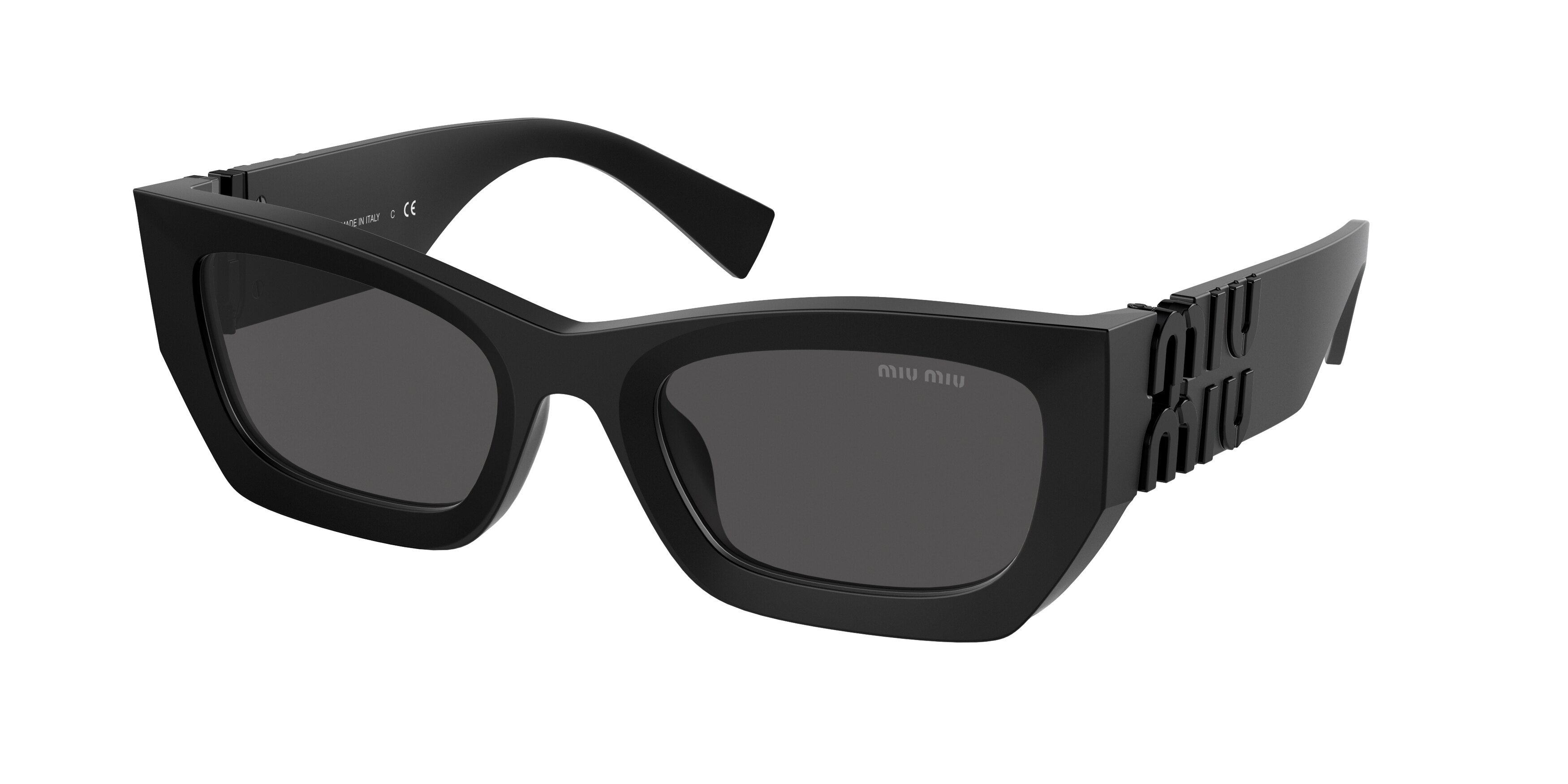 Miu Miu MU09WS Rectangle Sunglasses  1BO5S0-Matte Black 53-135-22 - Color Map Black