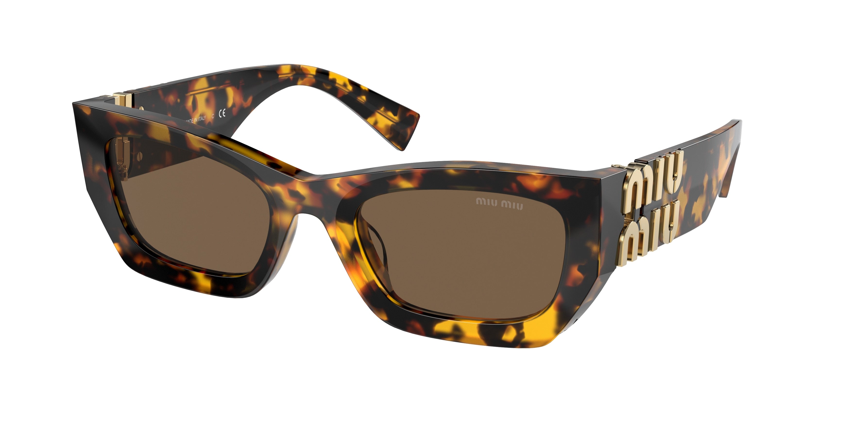 Miu Miu MU09WS Rectangle Sunglasses  VAU06B-Honey Havana 53-135-22 - Color Map Tortoise